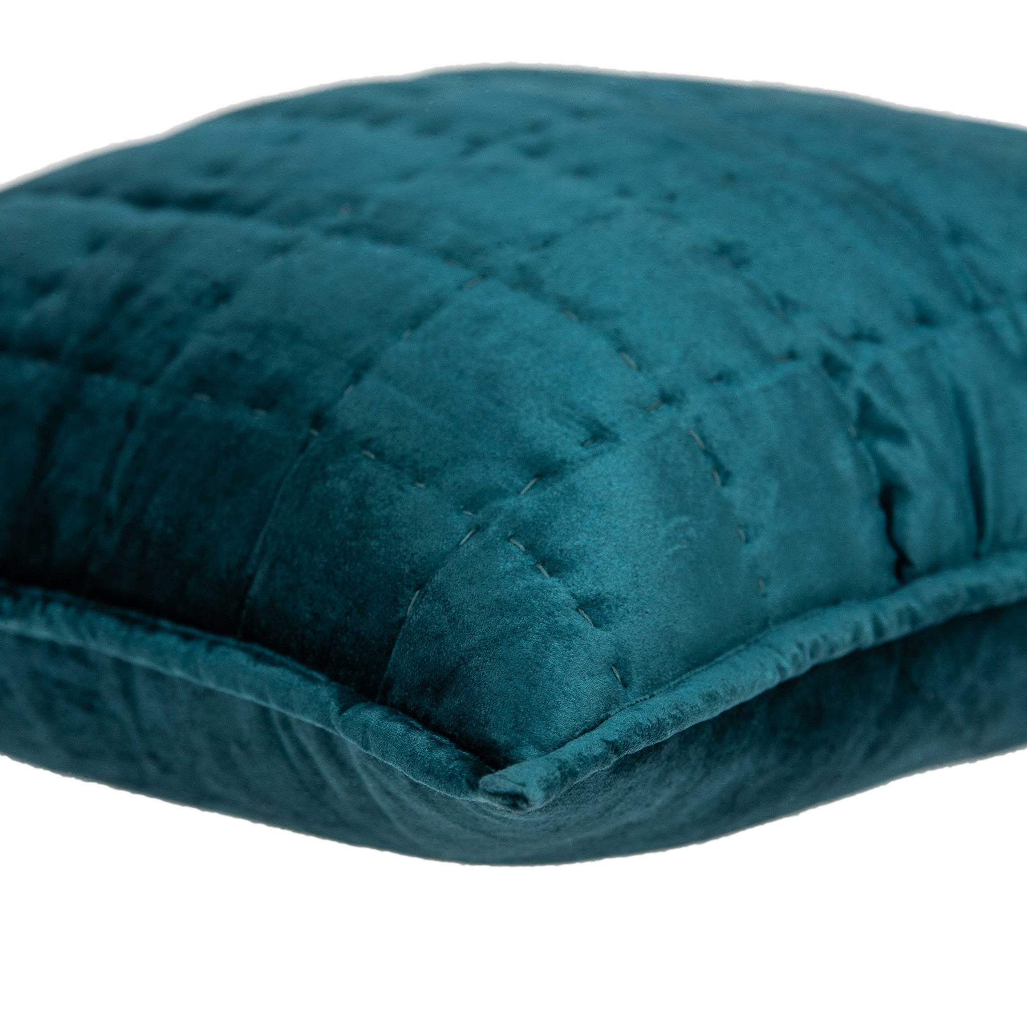 20" x 0.5" x 20" Transitional Teal Solid Quilted Pillow Cover