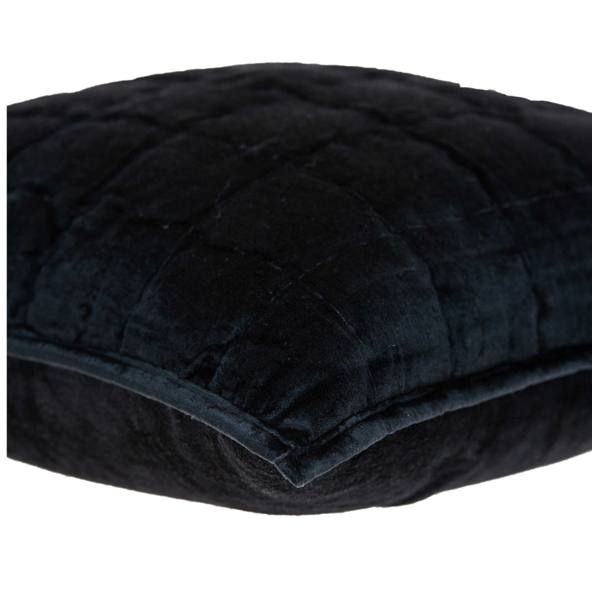 20" x 0.5" x 20" Transitional Black Solid Quilted Pillow Cover