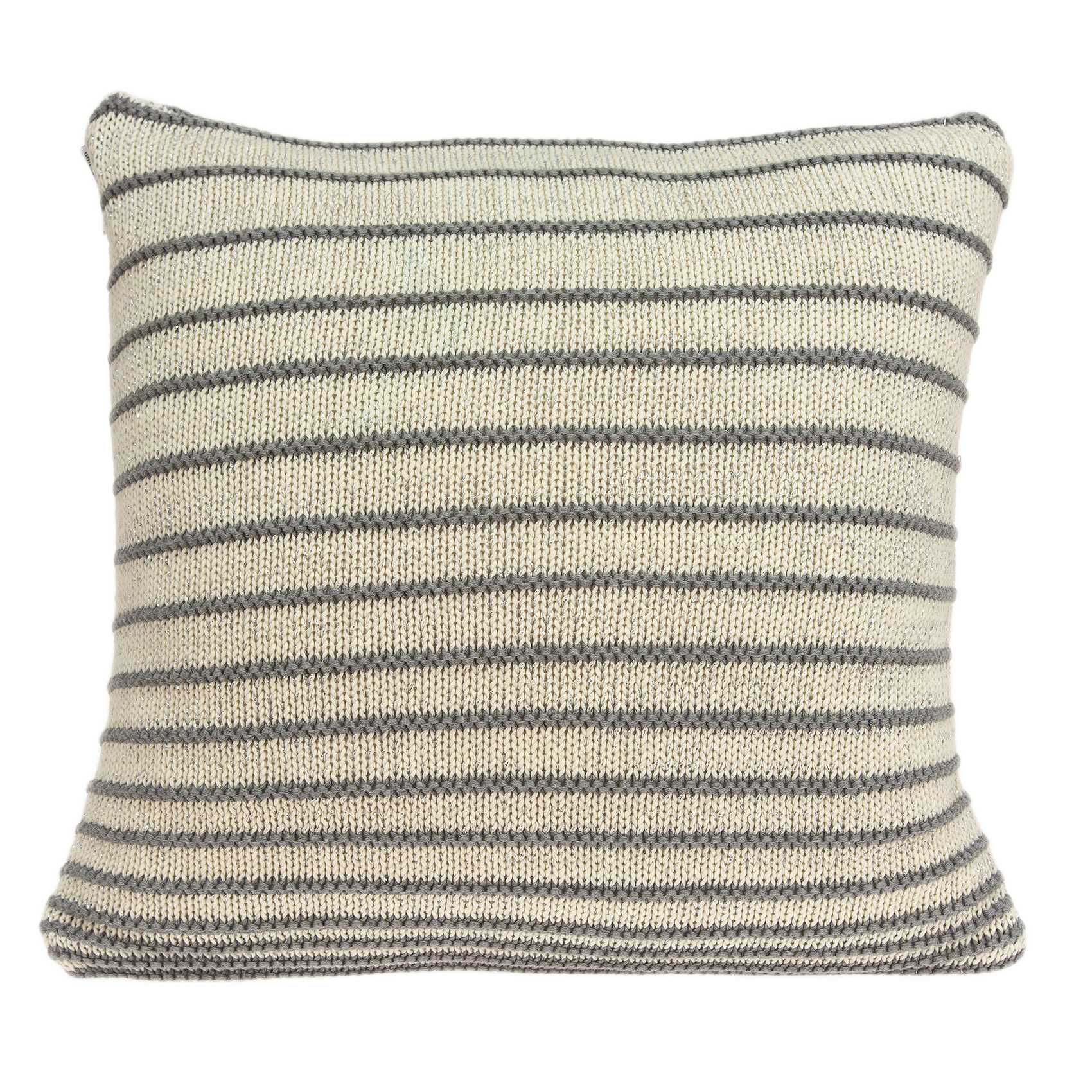 Casual Square Tan and Gray Stripe Accent Pillow Cover