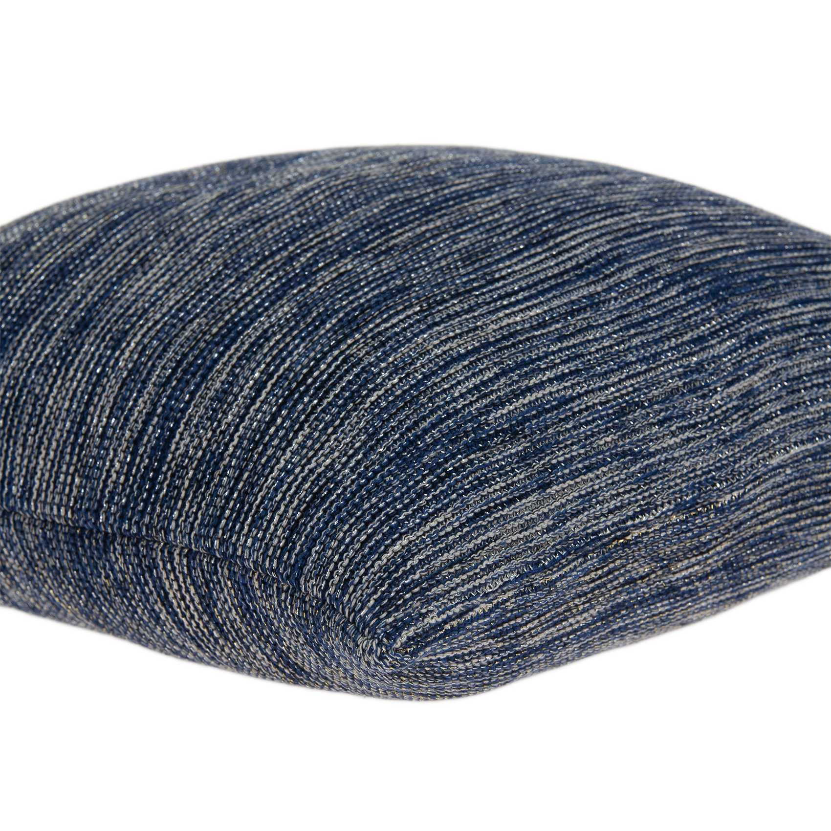 20" x 0.5" x 20" Transitional Blue Cotton Pillow Cover