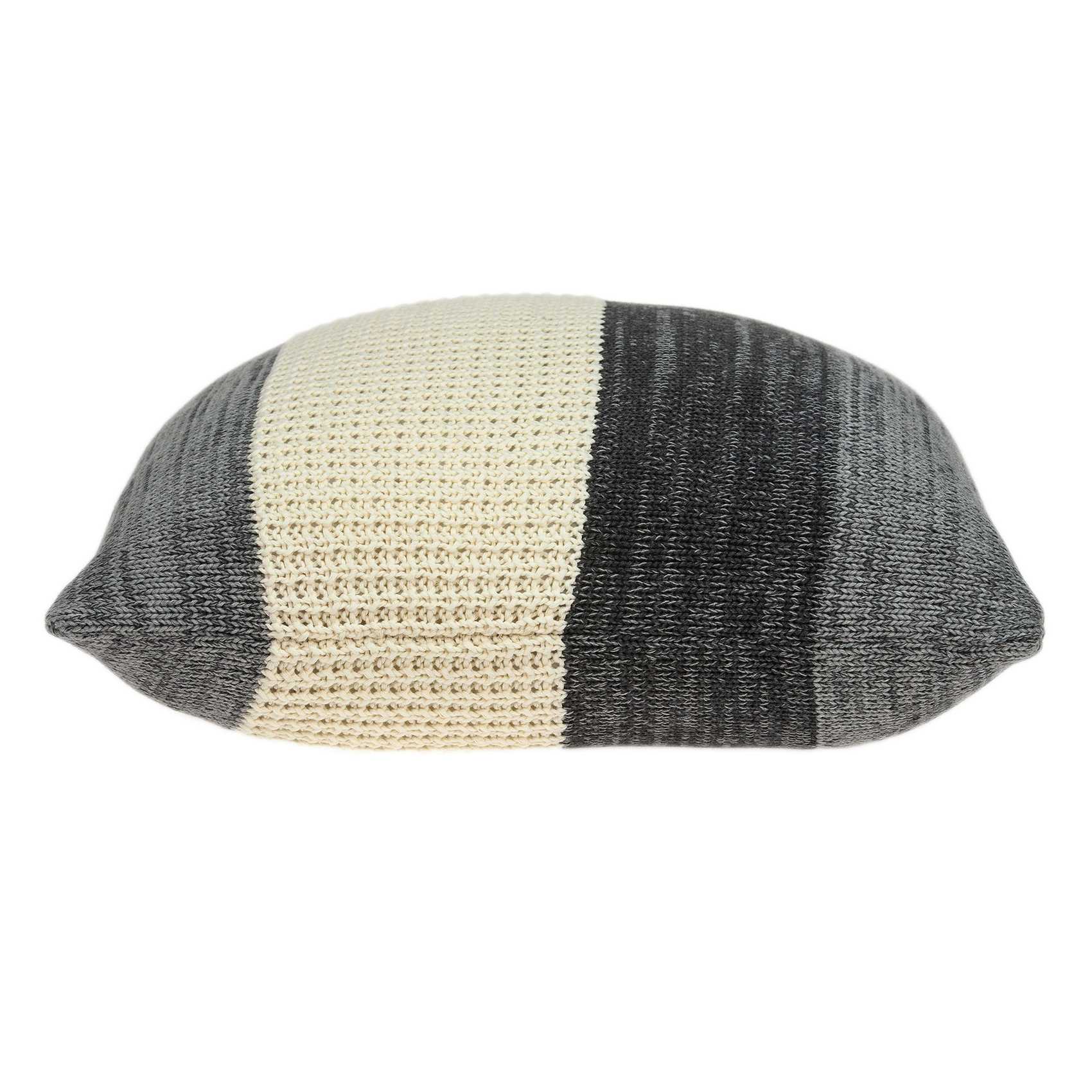 Casual Square Cream and Heather Gray Accent Pillow Cover