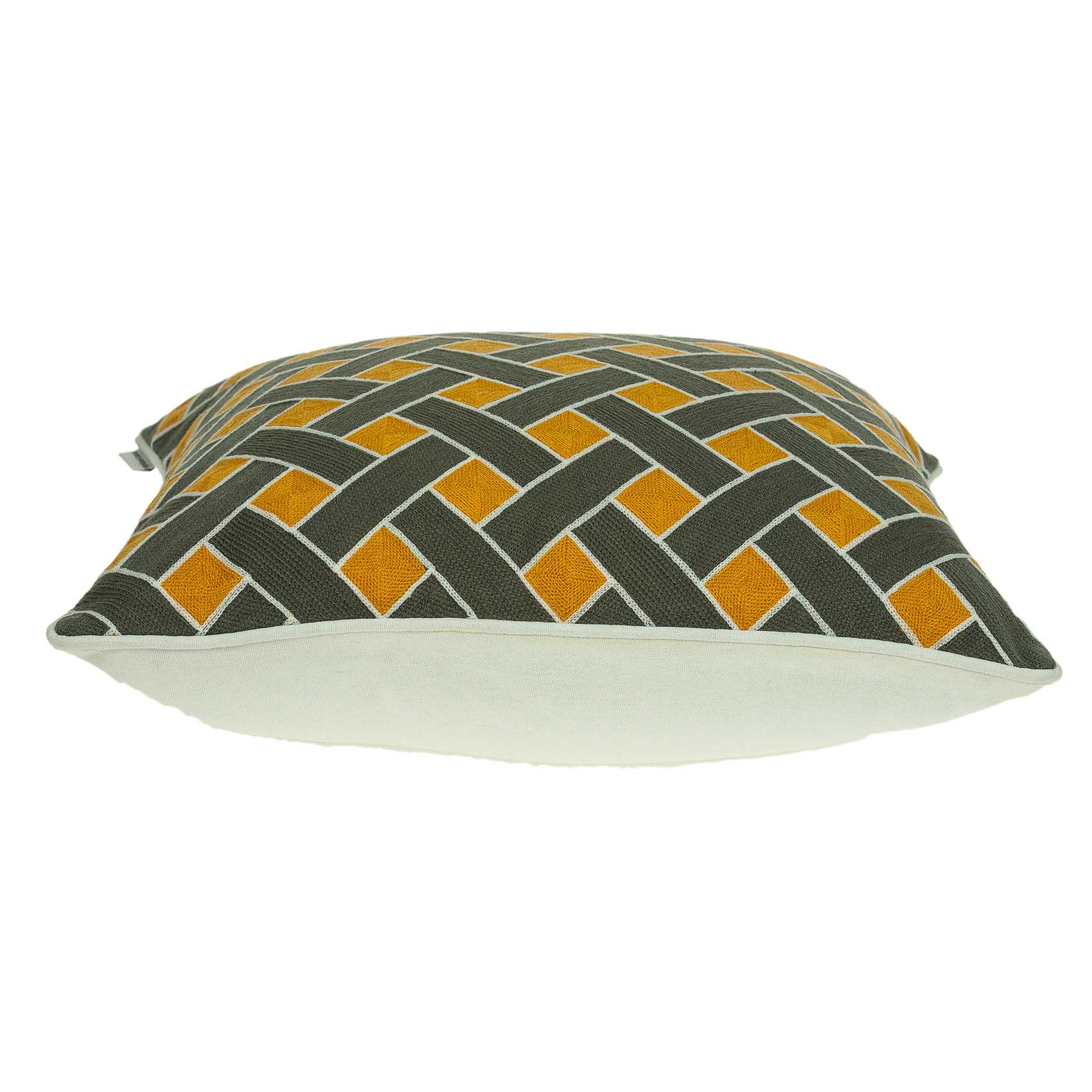 20" x 0.5" x 20" Transitional Gray, Orange & White Pillow Cover
