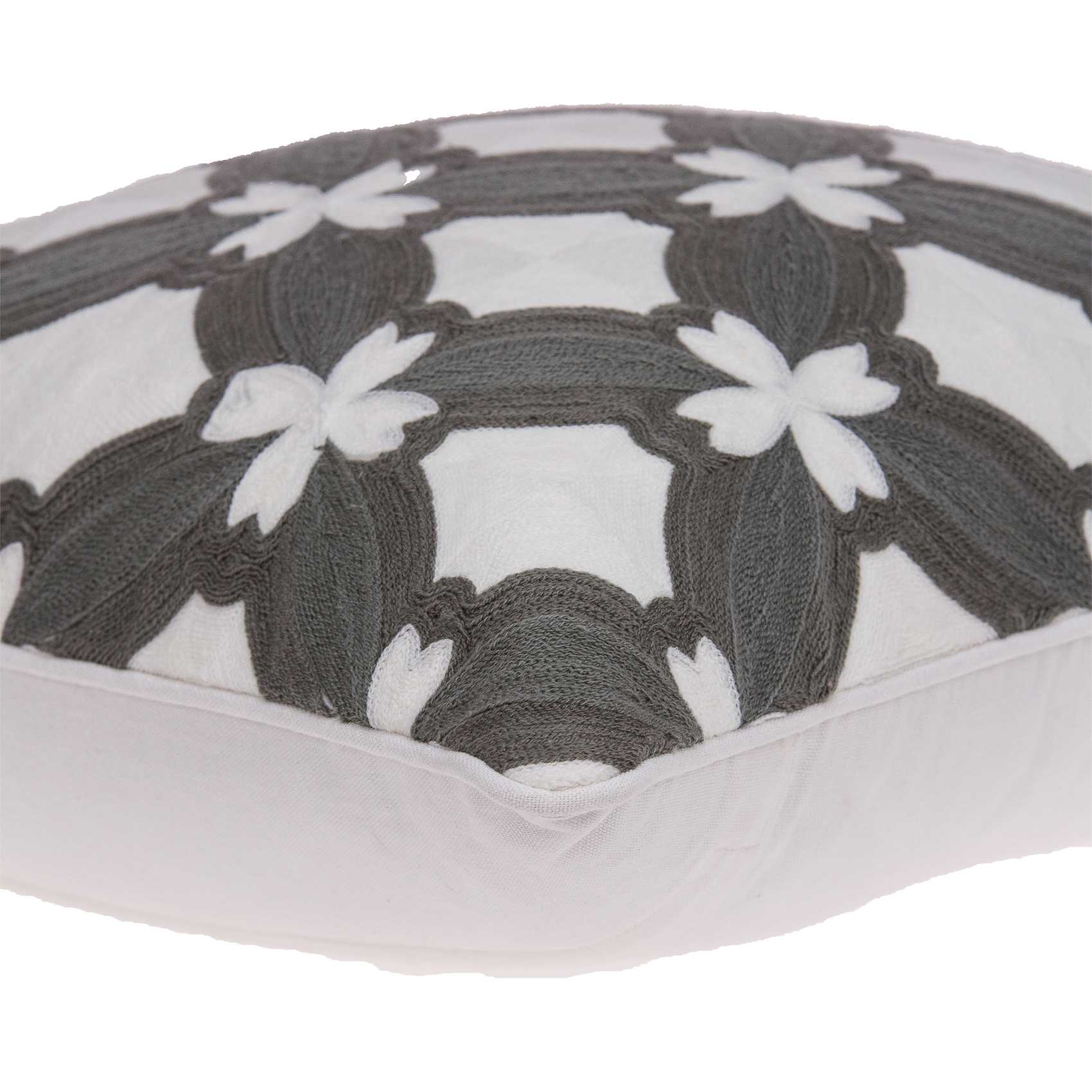 20" x 0.5" x 20" Transitional Gray and White Pillow Cover