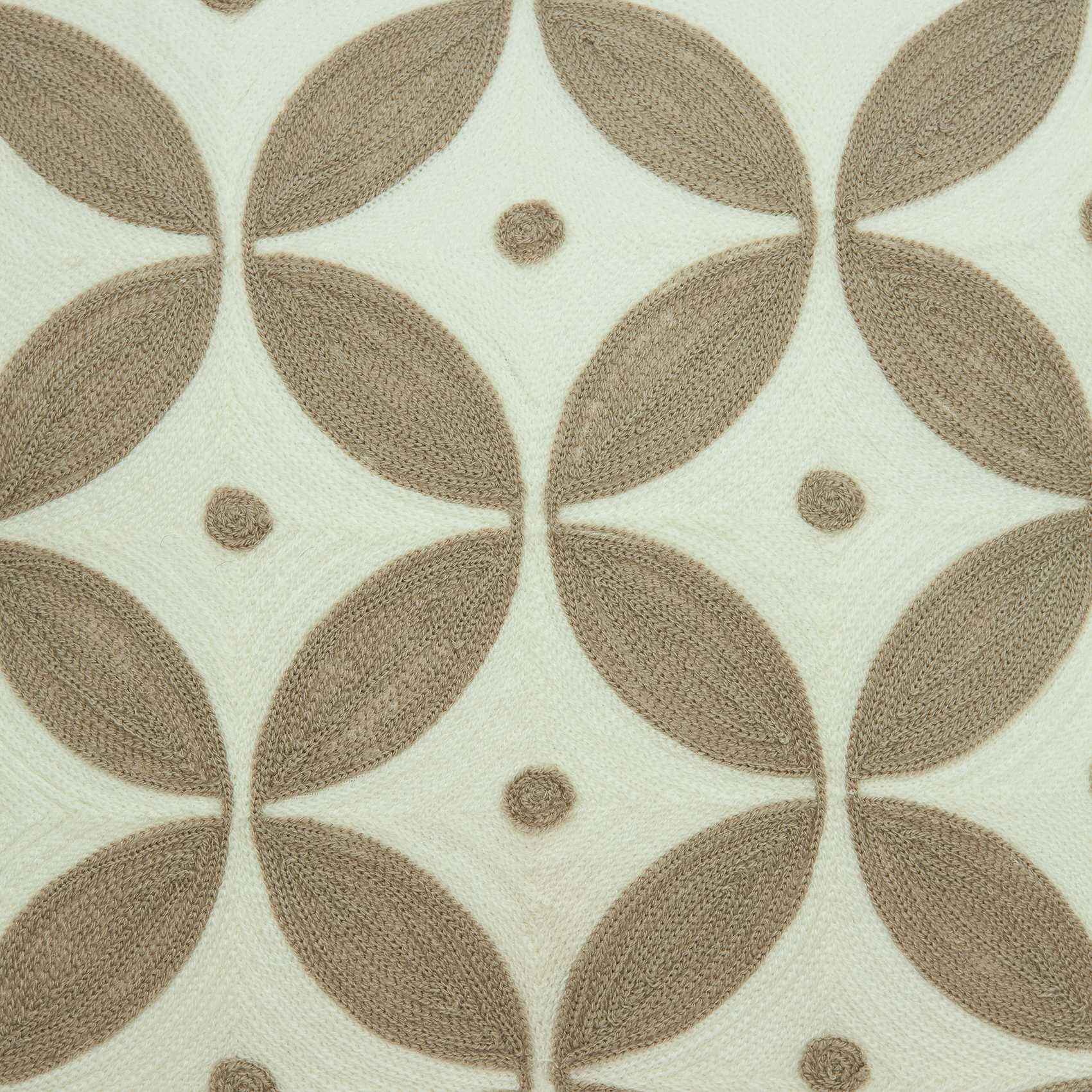 20" x 0.5" x 20" Transitional Beige and White Cotton Pillow Cover