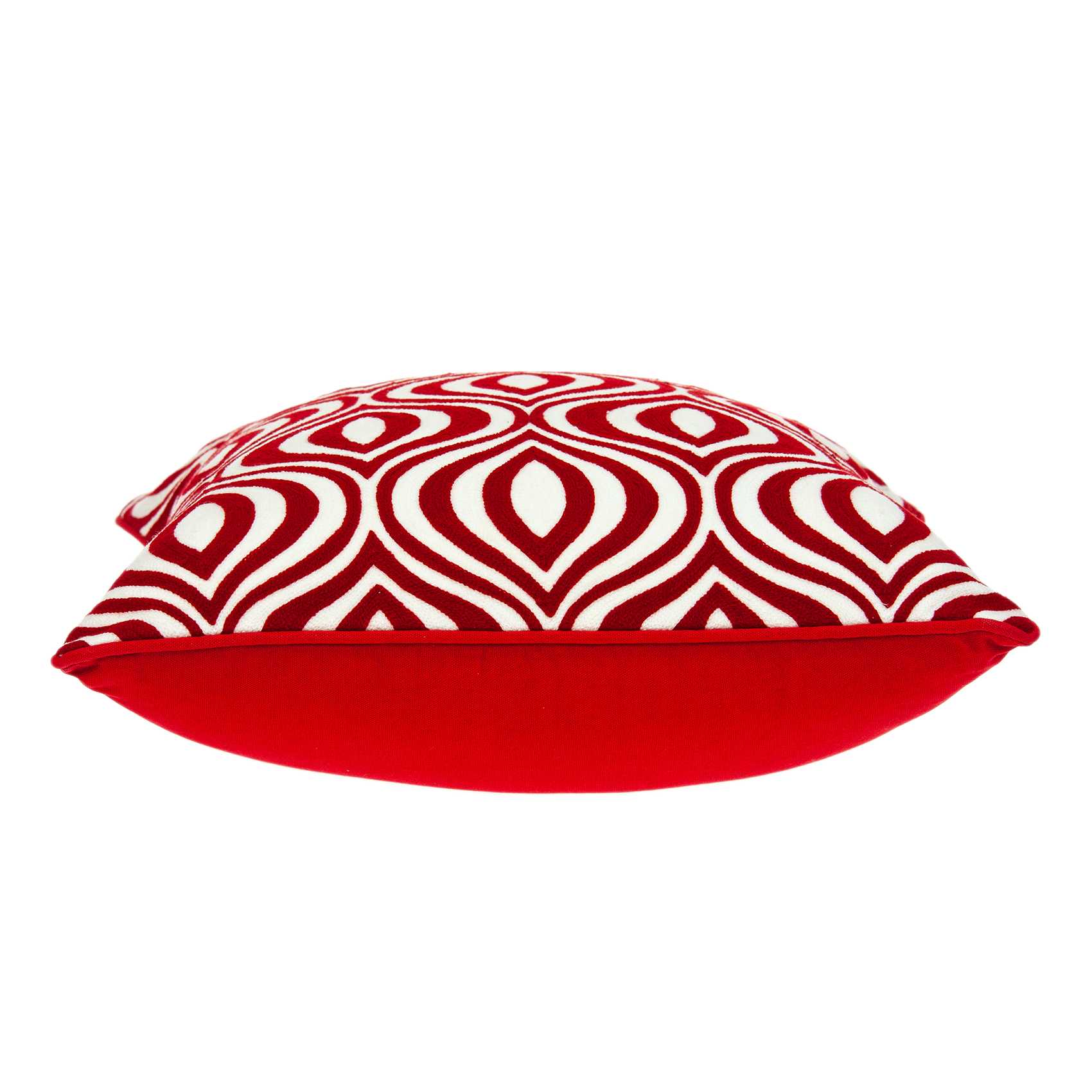 20" x 0.5" x 20" Transitional Red and White Pillow Cover