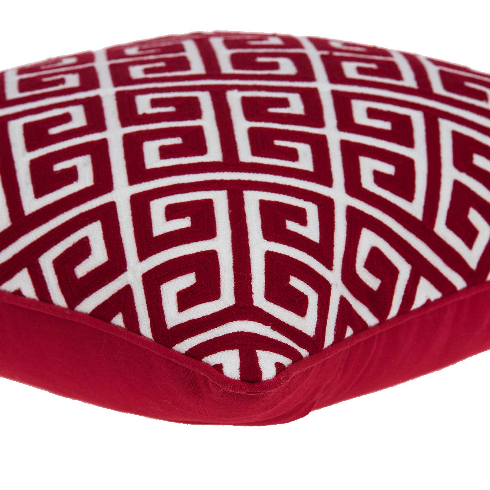20" x 0.5" x 20" Transitional Red and White Accent Pillow Cover