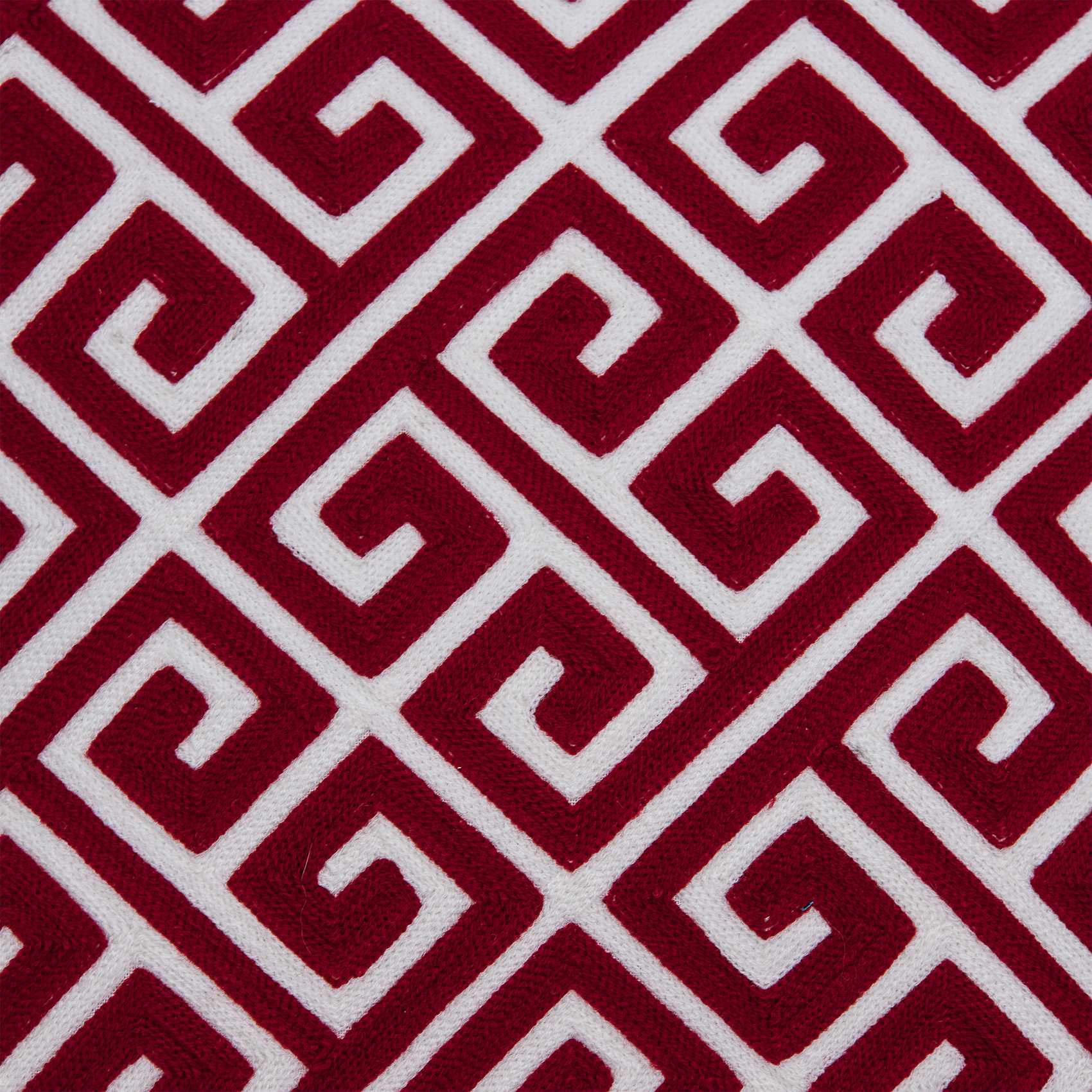 20" x 0.5" x 20" Transitional Red and White Accent Pillow Cover