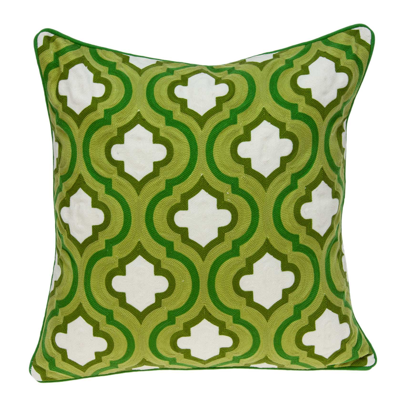 20" x 0.5" x 20" Transitional Green and White Accent Pillow Cover