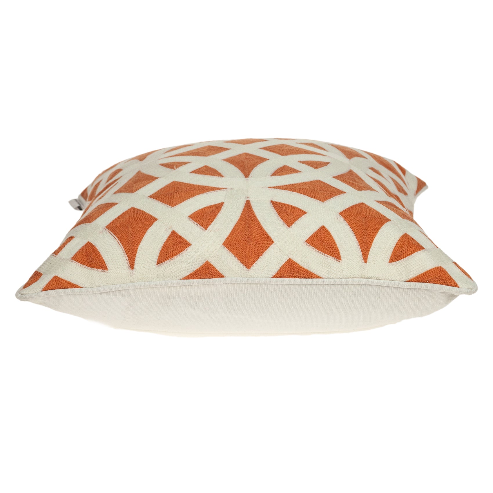 20" x 0.5" x 20" Transitional Orange And White Pillow Cover
