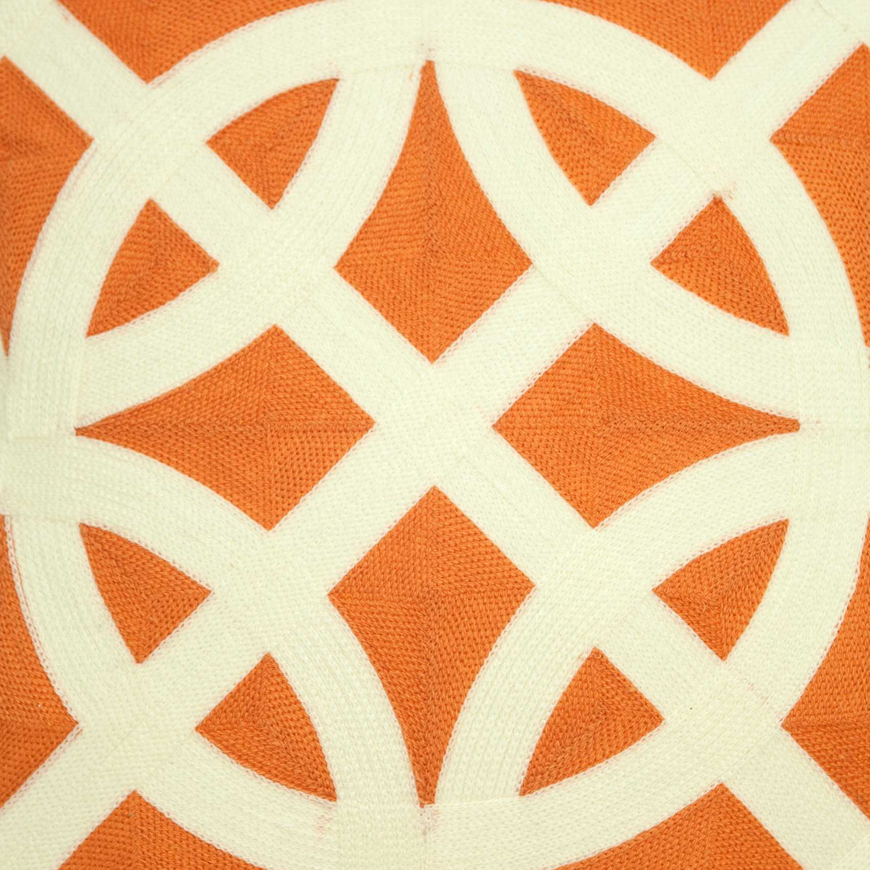 20" x 0.5" x 20" Transitional Orange And White Pillow Cover