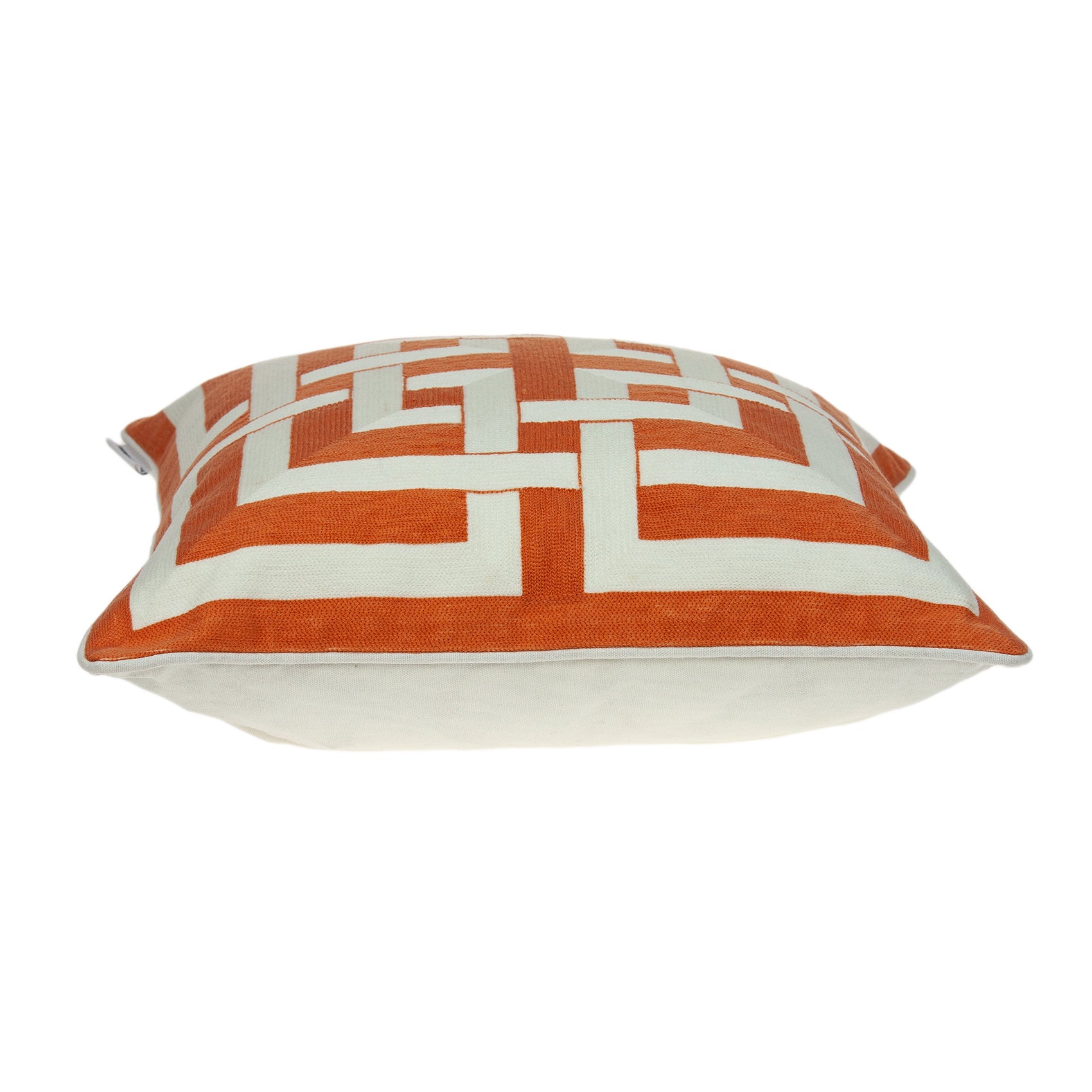 20" x 0.5" x 20" Transitional Orange And White Accent Pillow Cover
