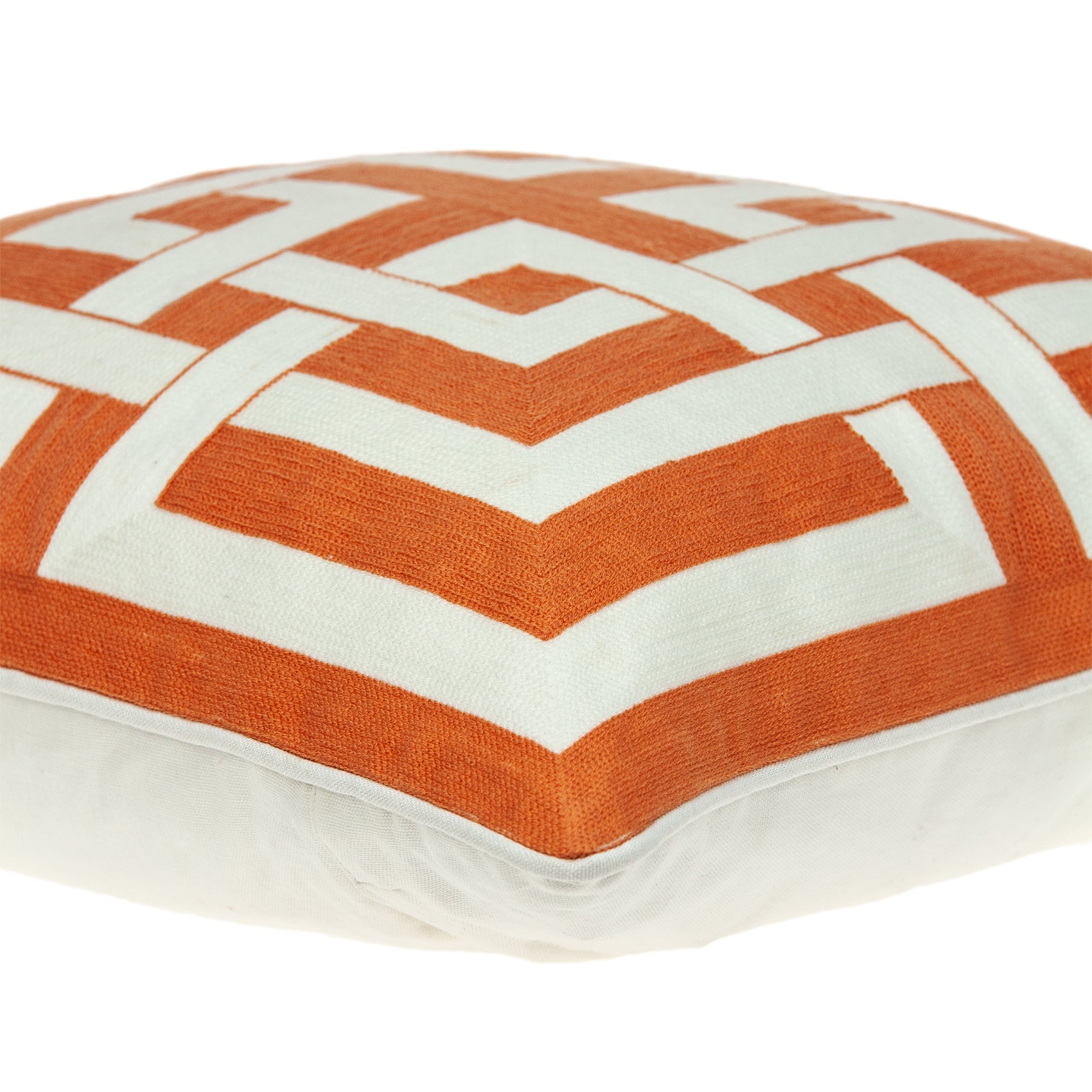 20" x 0.5" x 20" Transitional Orange And White Accent Pillow Cover