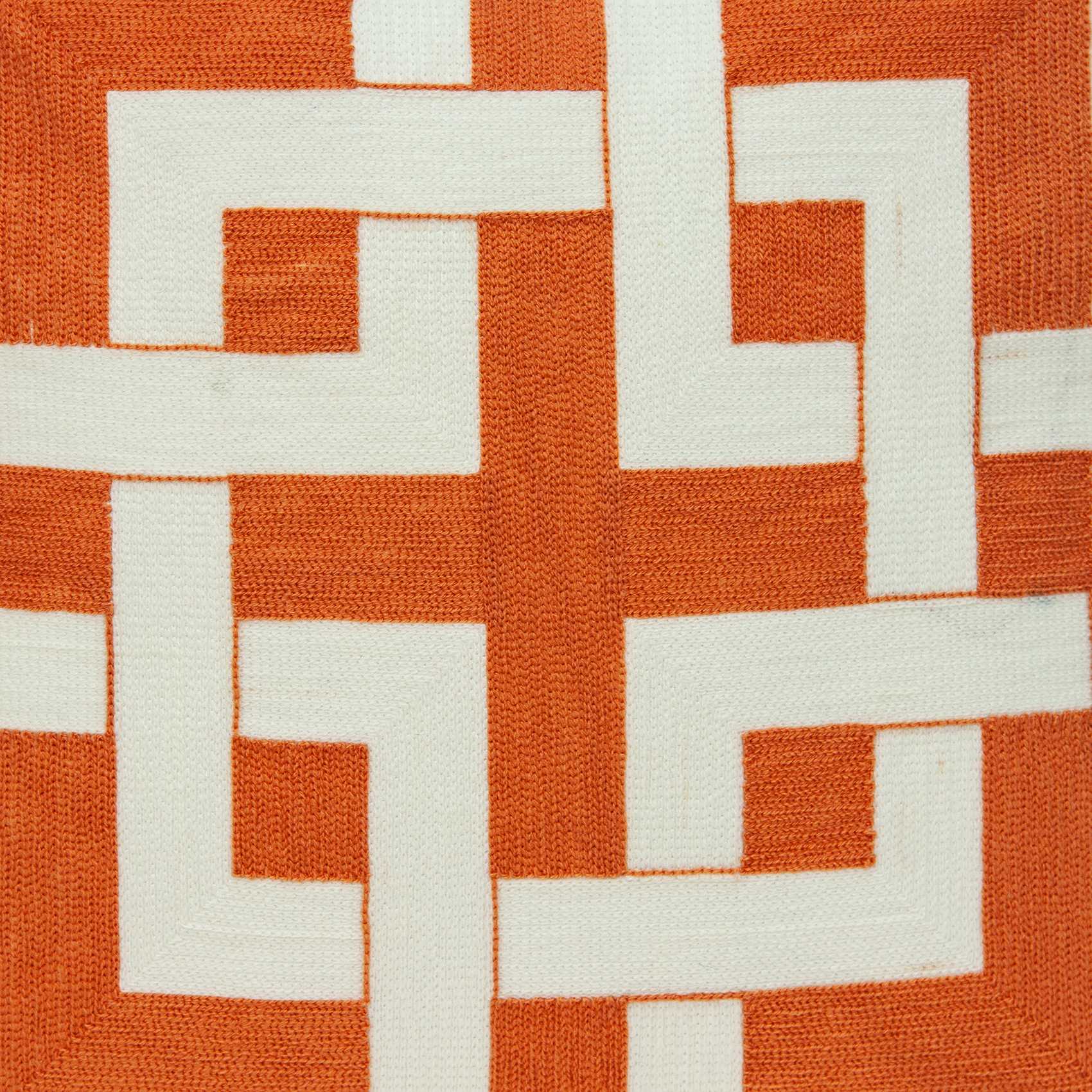 20" x 0.5" x 20" Transitional Orange And White Accent Pillow Cover