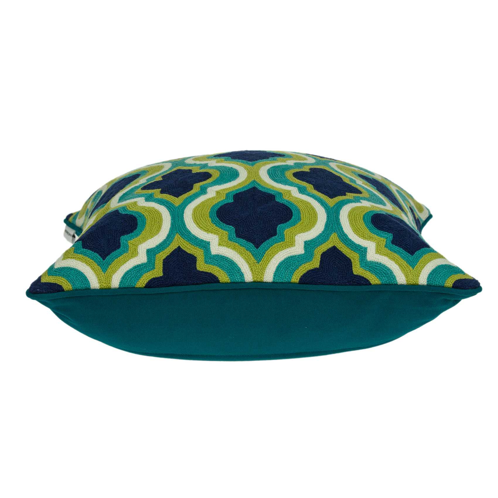 20" x 0.5" x 20" Traditional Dark Blue And Lemon Accent Pillow Cover