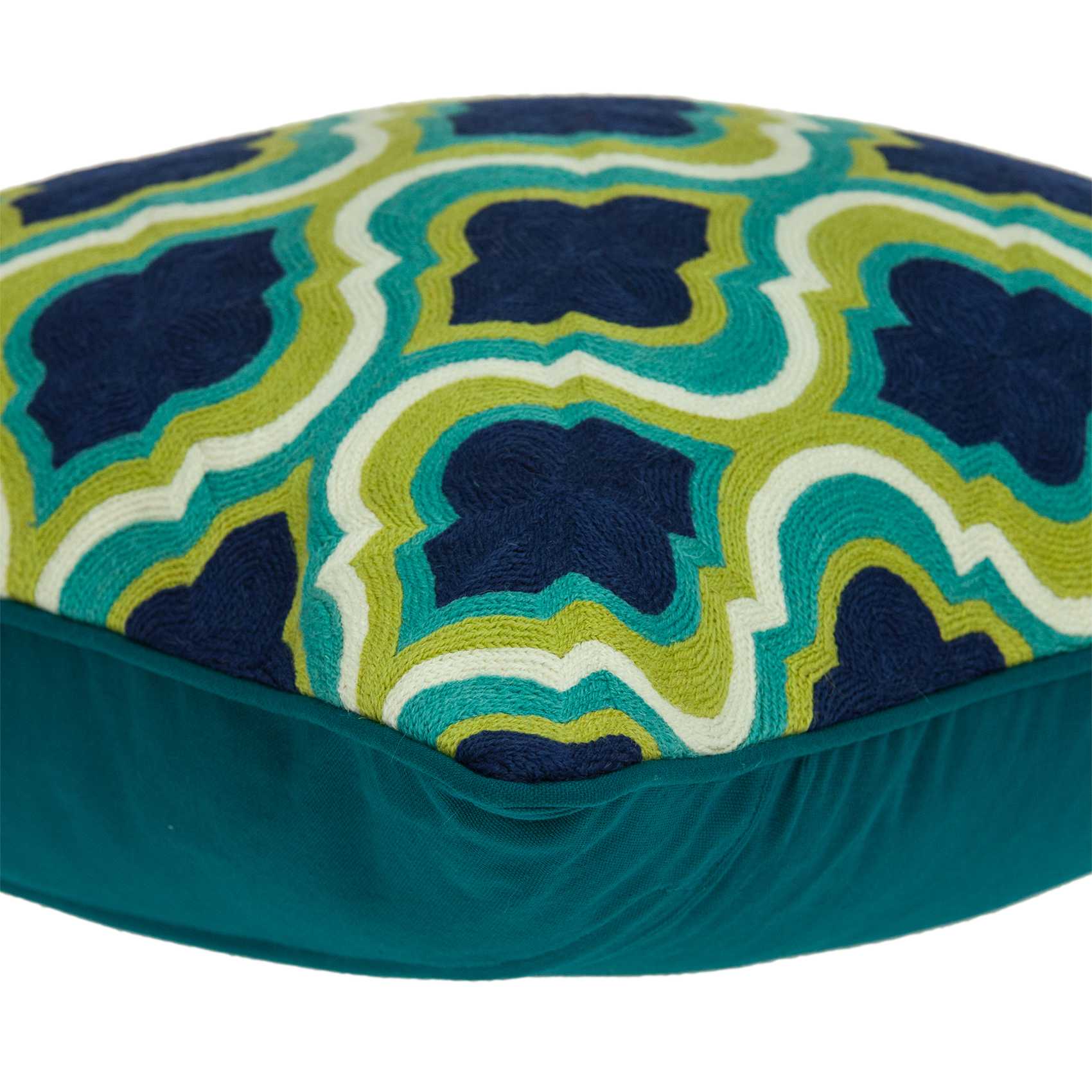 20" x 0.5" x 20" Traditional Dark Blue And Lemon Accent Pillow Cover