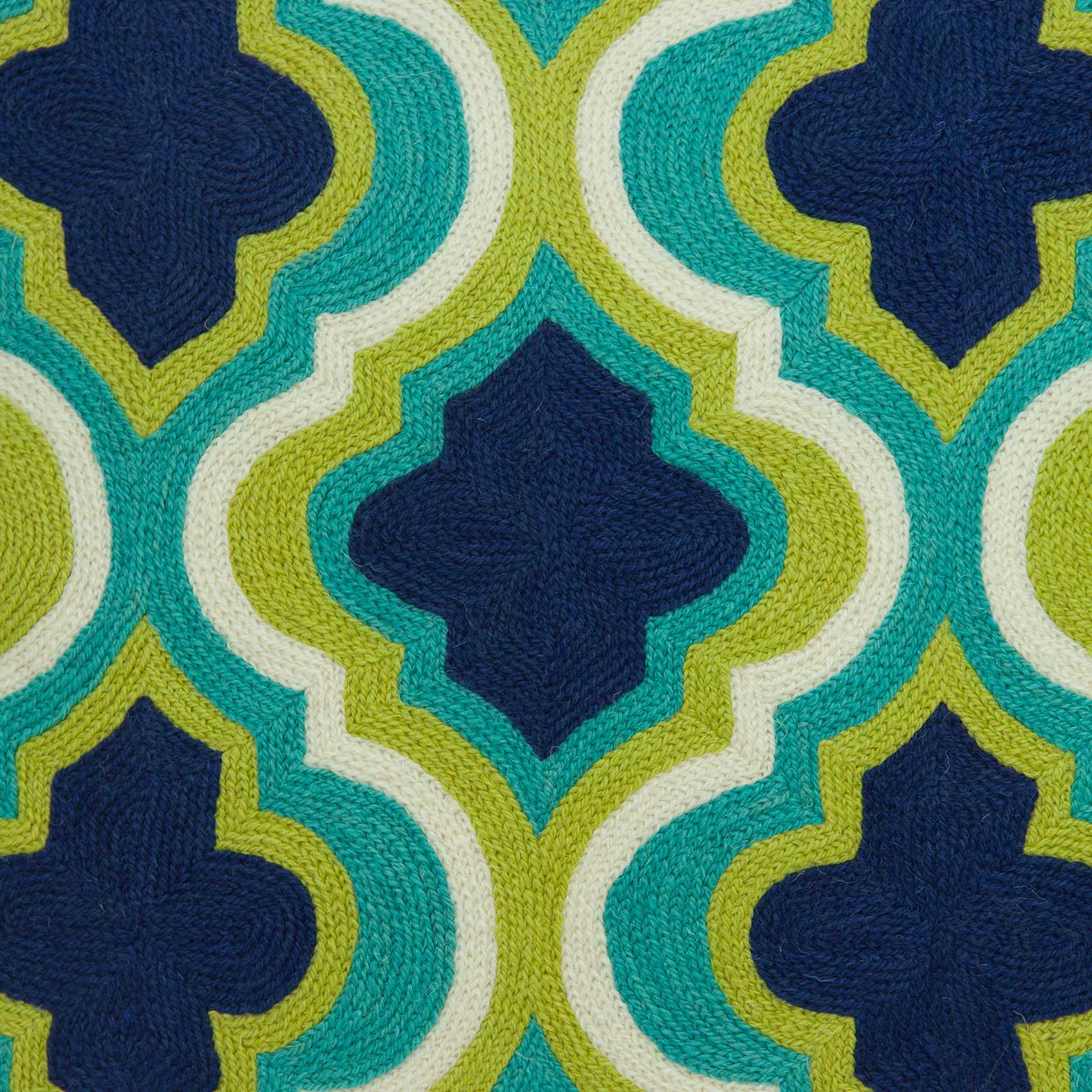 20" x 0.5" x 20" Traditional Dark Blue And Lemon Accent Pillow Cover