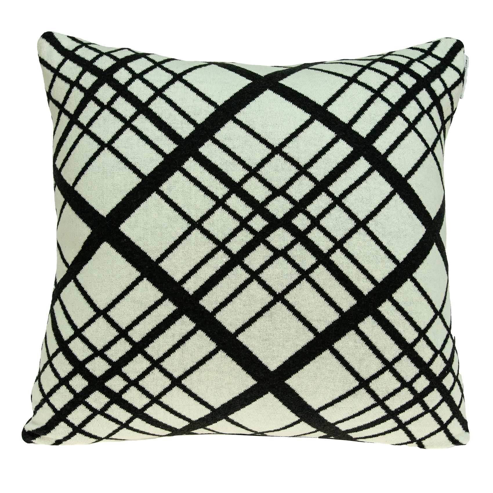 20" x 7" x 20" Transitional White & Black Pillow Cover With Poly Insert