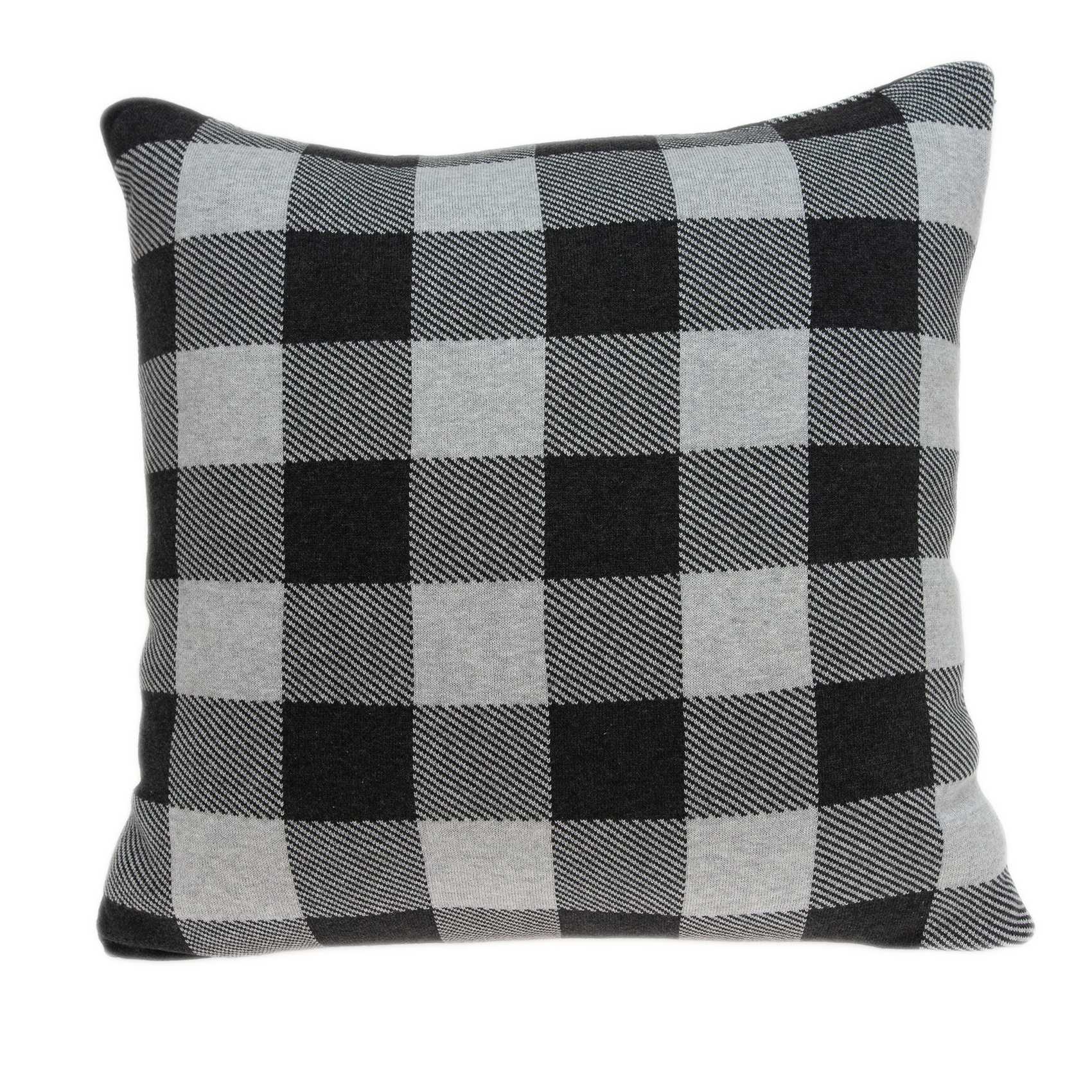 20" x 7" x 20" Transitional Gray Cotton Pillow Cover With Poly Insert