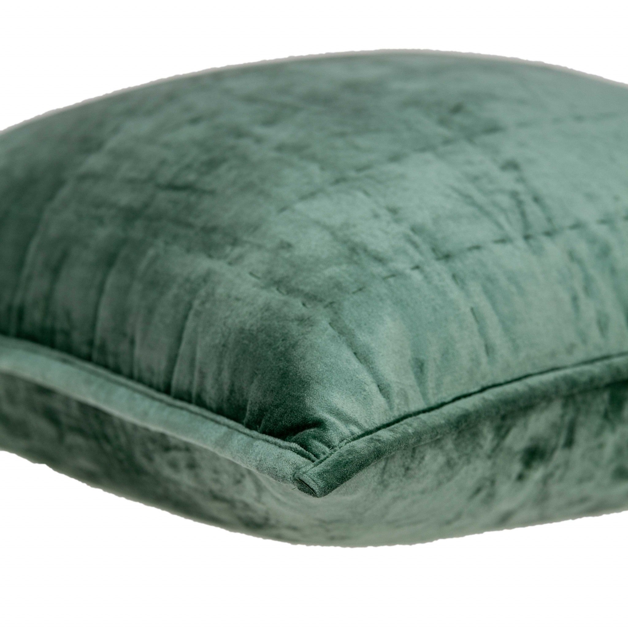 20" x 7" x 20" Transitional Green Solid Quilted Pillow Cover With Poly Insert
