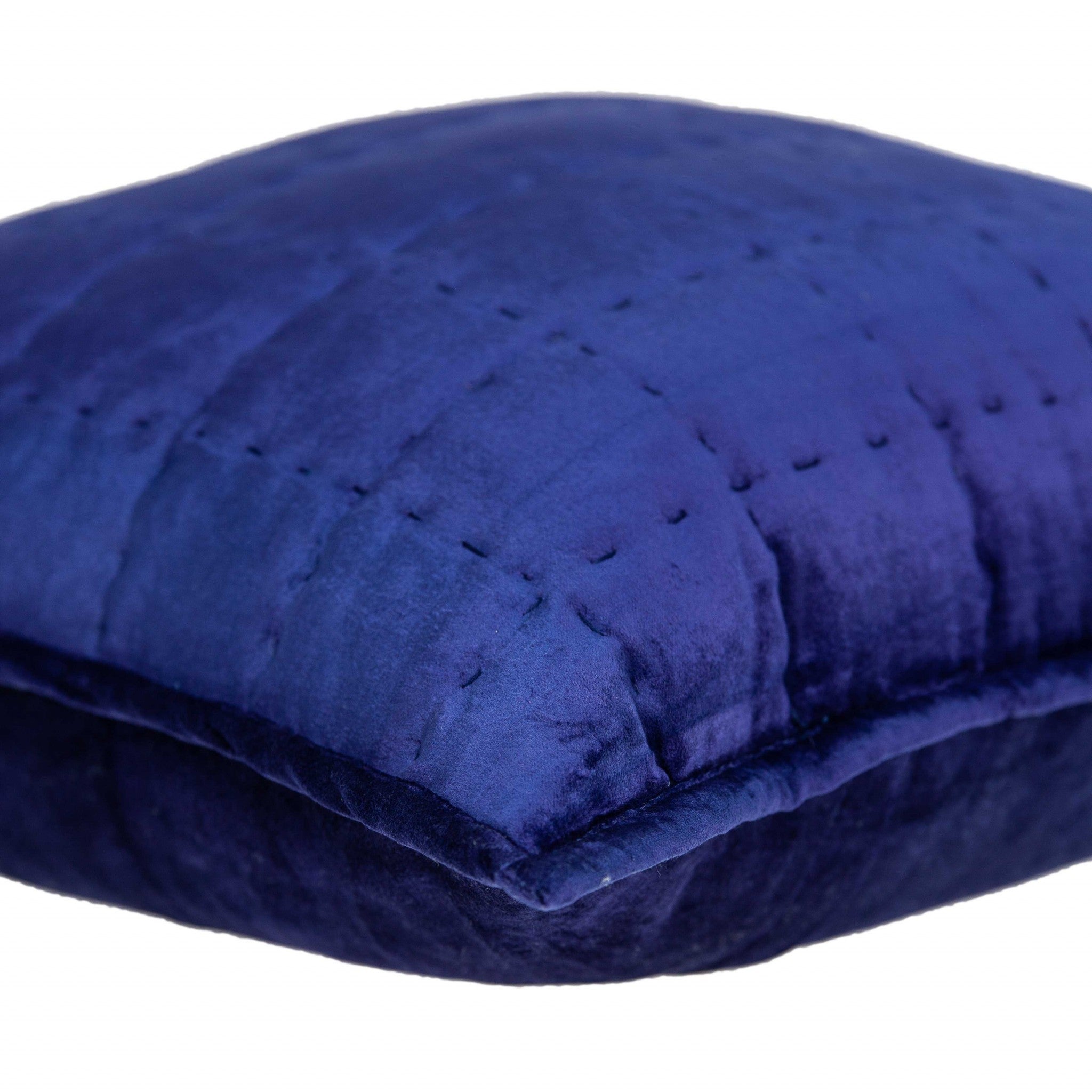 20" x 7" x 20" Transitional Royal Blue Quilted Pillow Cover With Poly Insert