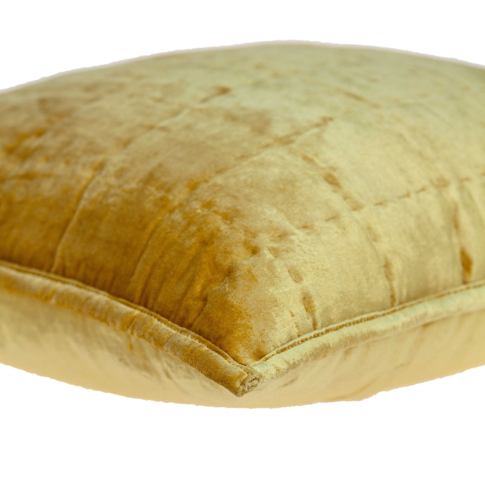20" x 7" x 20" Transitional Yellow Solid Quilted Pillow Cover With Poly Insert