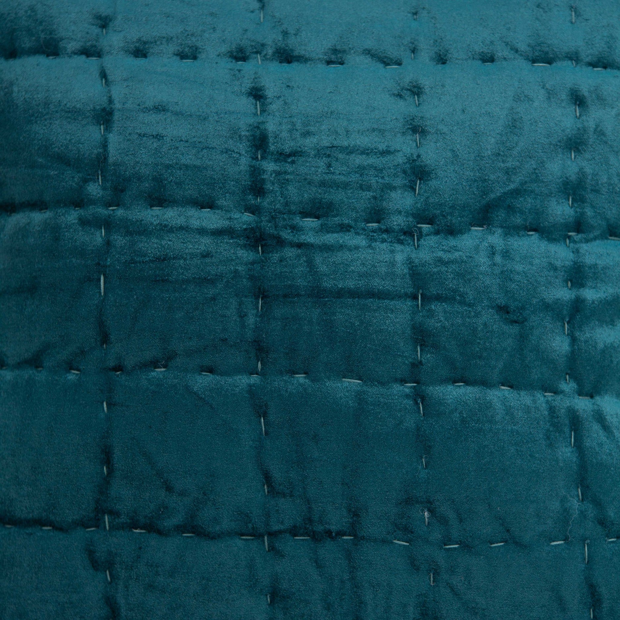 20" x 7" x 20" Transitional Teal Solid Quilted Pillow Cover With Poly Insert