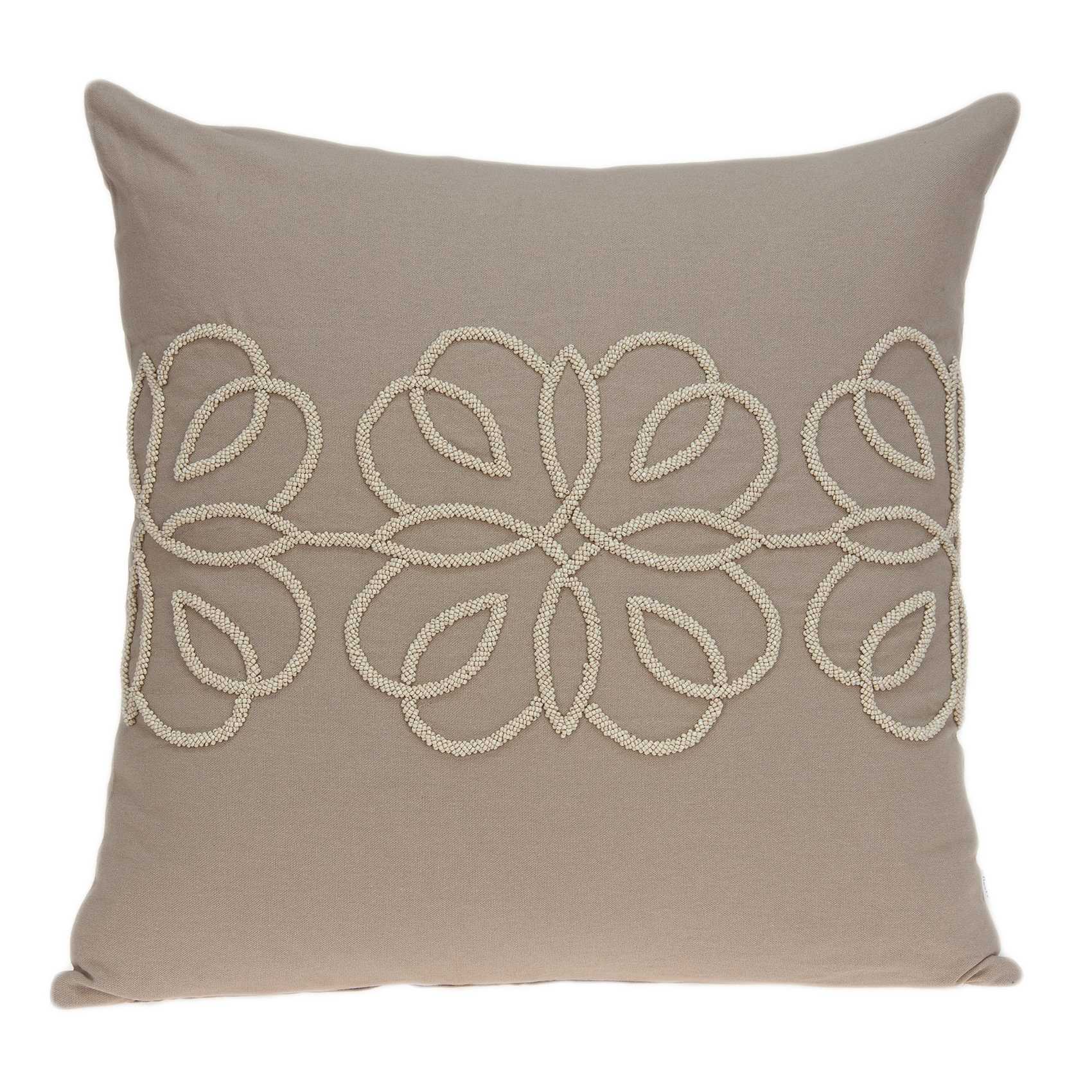 20" x 0.5" x 20" Decorative Transitional Tan Cotton Pillow Cover