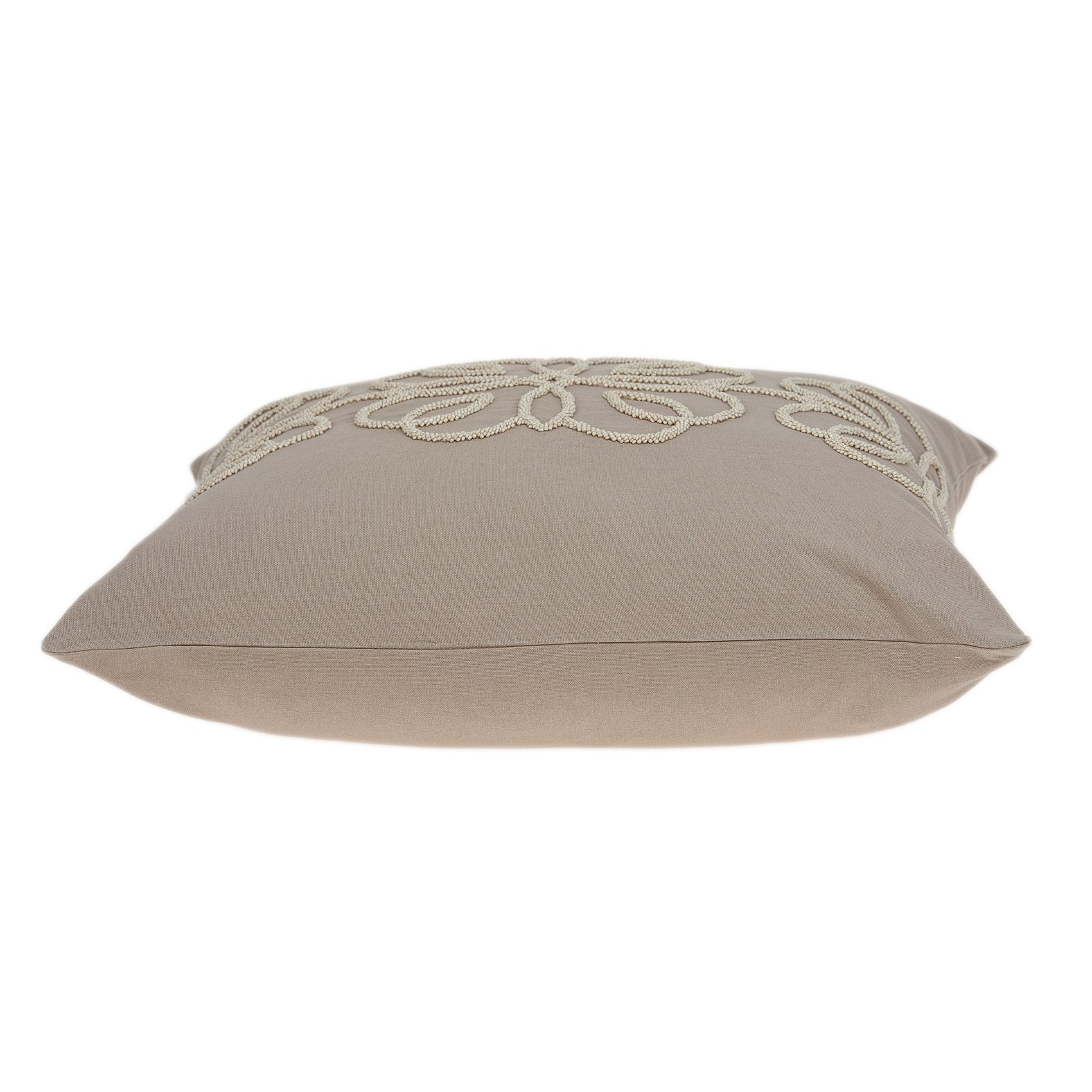 20" x 0.5" x 20" Decorative Transitional Tan Cotton Pillow Cover