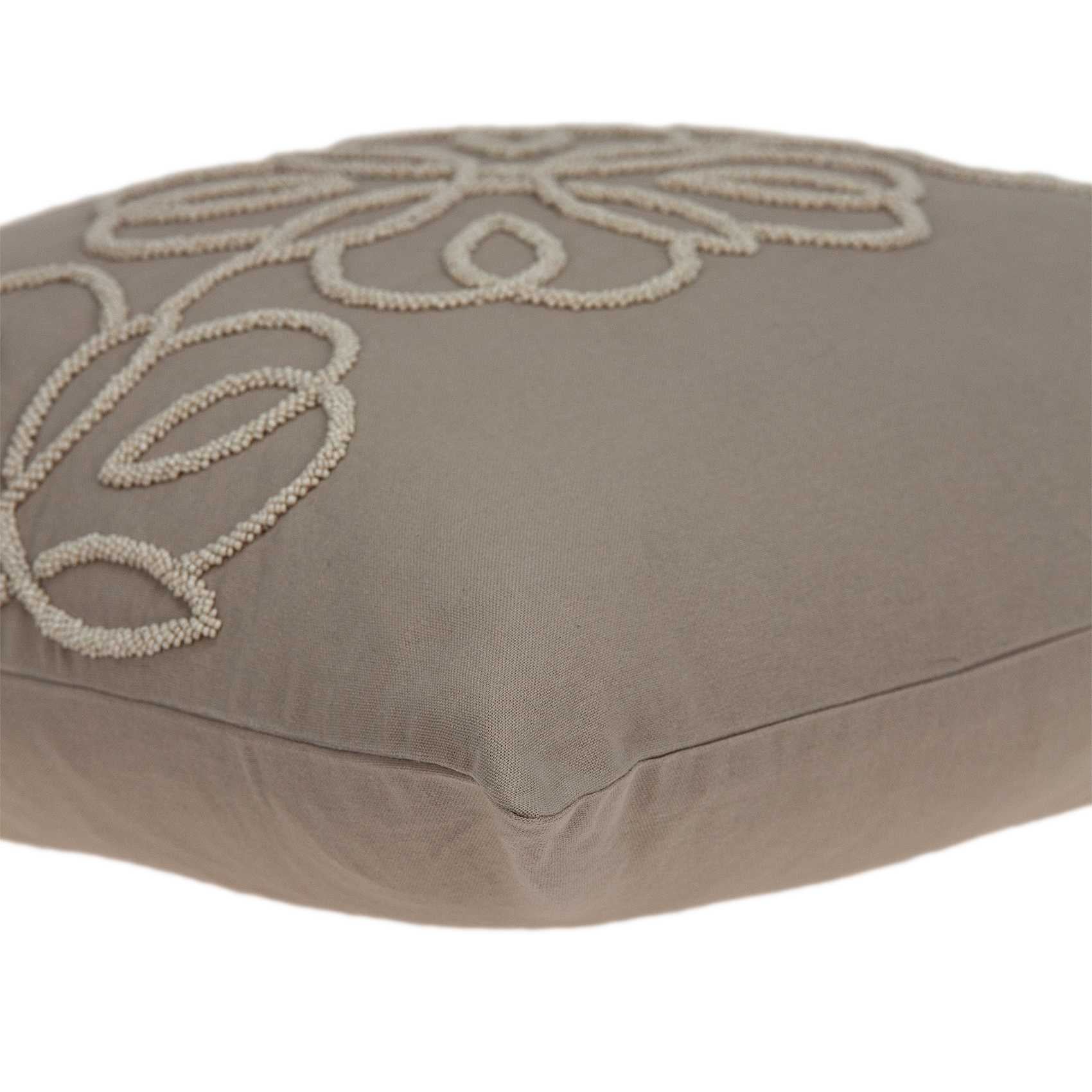 20" x 0.5" x 20" Decorative Transitional Tan Cotton Pillow Cover