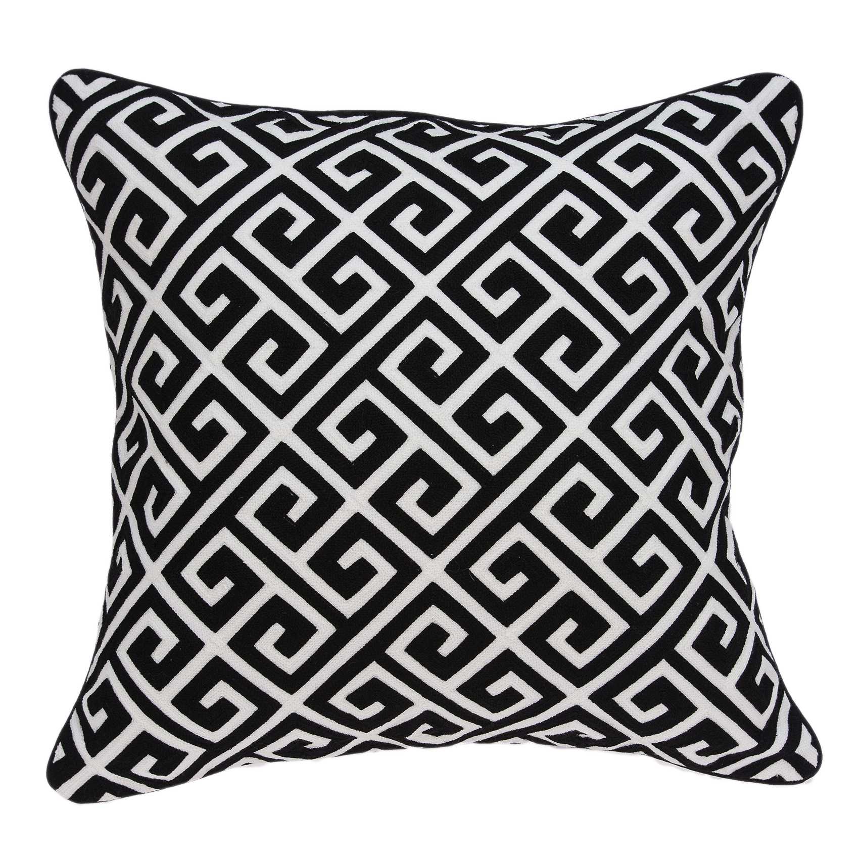20" x 7" x 20" Cool Transitional Black and White Pillow Cover With Poly Insert