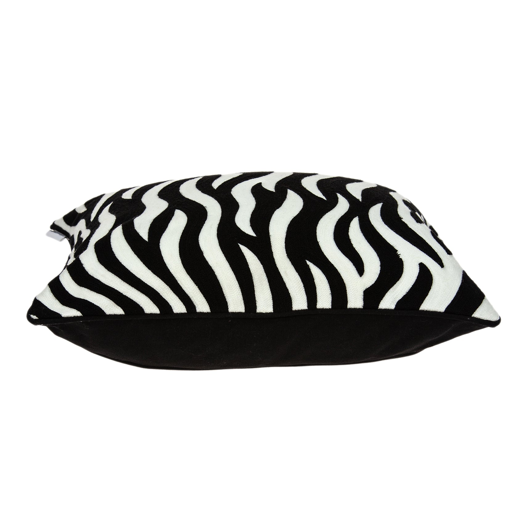 20" x 7" x 20" Transitional Black and White Zebra Pillow Cover With Poly Insert