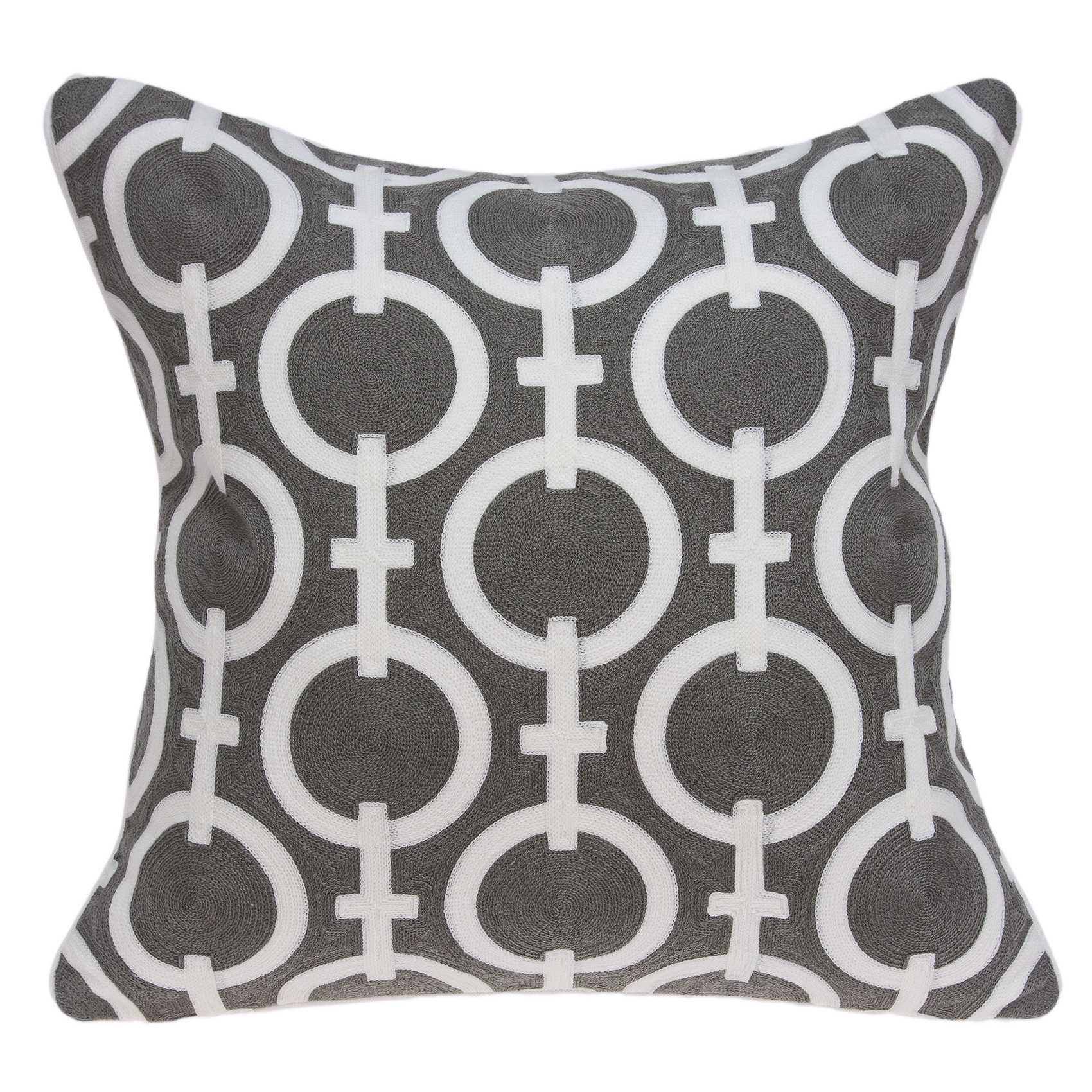 20" x 7" x 20" Transitional Gray and White Accent Pillow Cover With Poly Insert