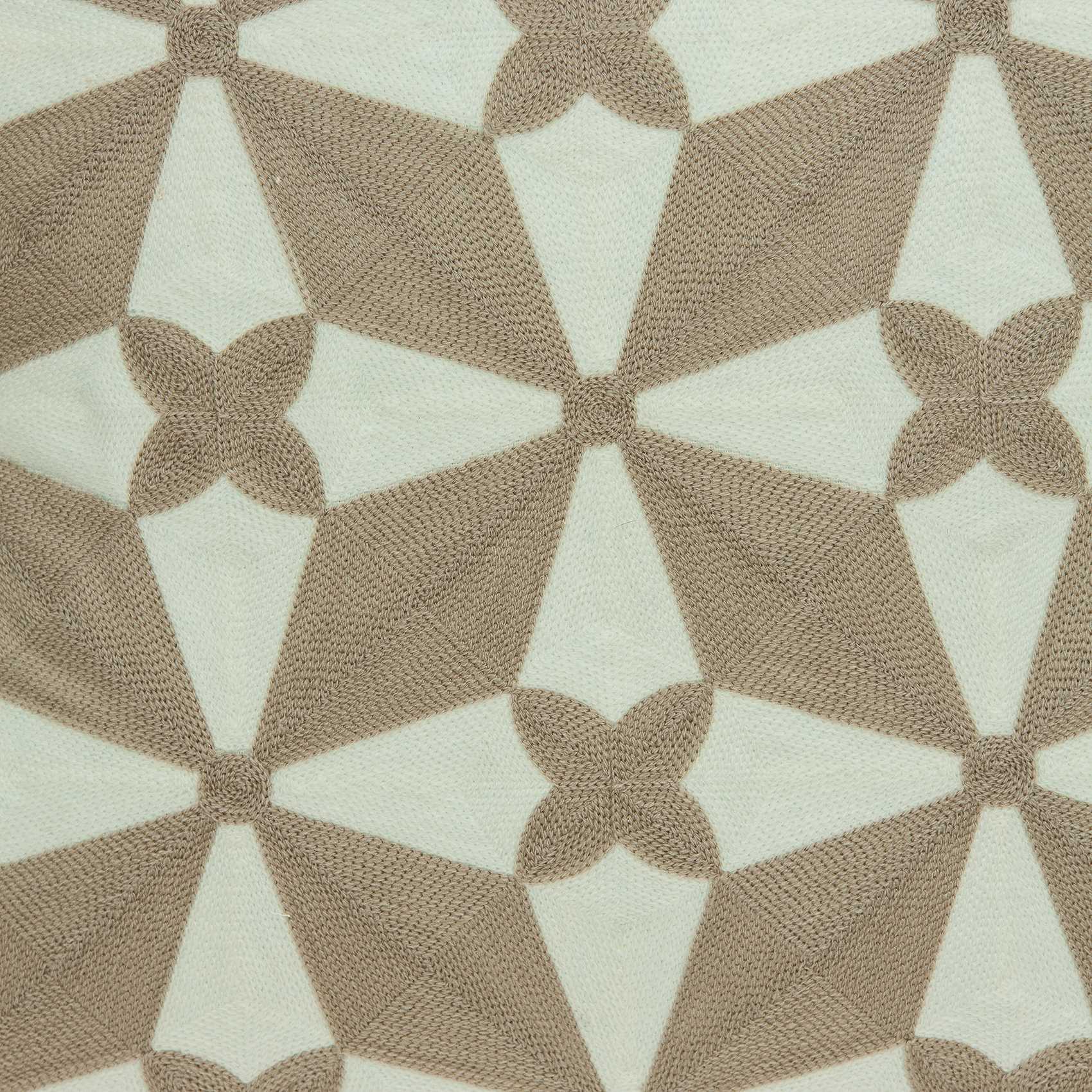 20" x 7" x 20" Transitional Beige and White Cotton Pillow Cover With Poly Insert