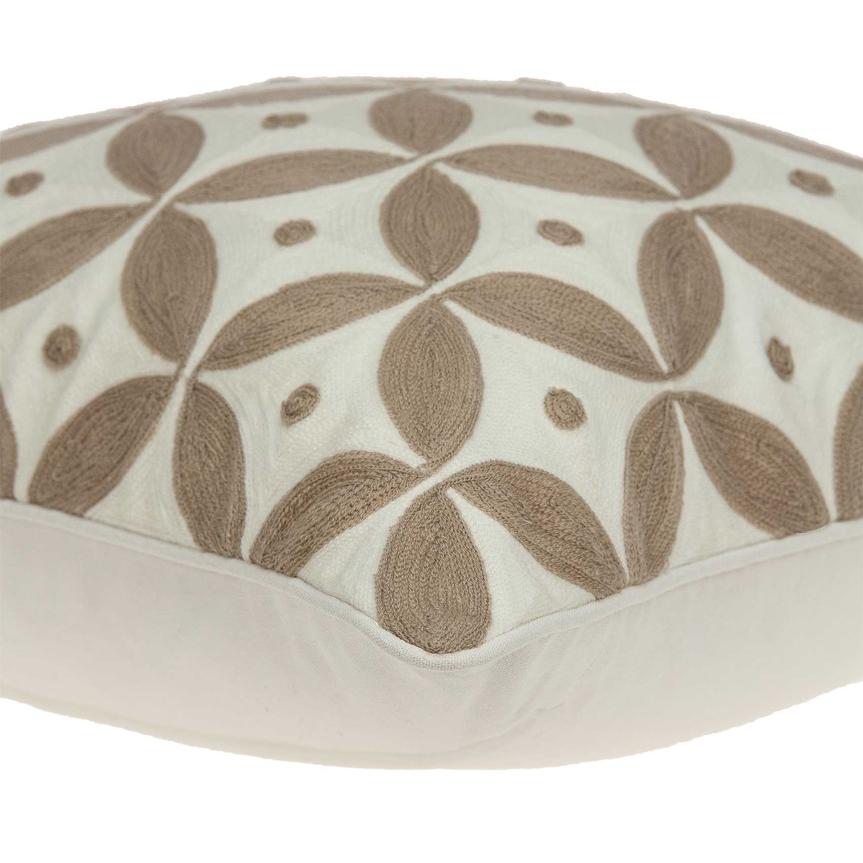 20" x 7" x 20" Transitional Beige and White Accent Pillow Cover With Poly Insert