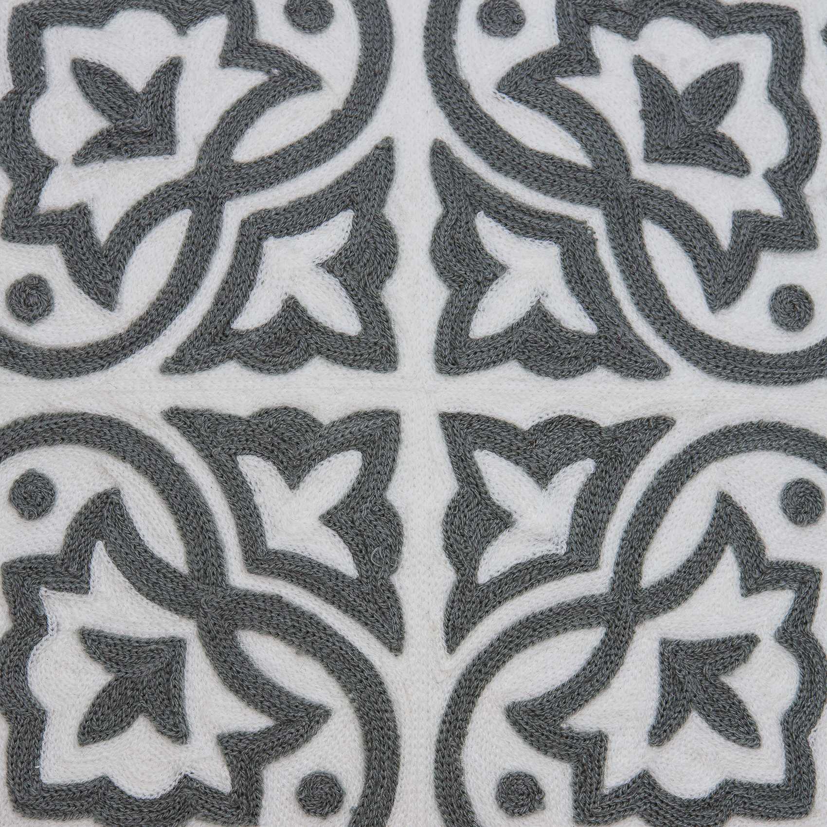 20" x 7" x 20" Traditional Gray and White Cotton Pillow Cover With Poly Insert