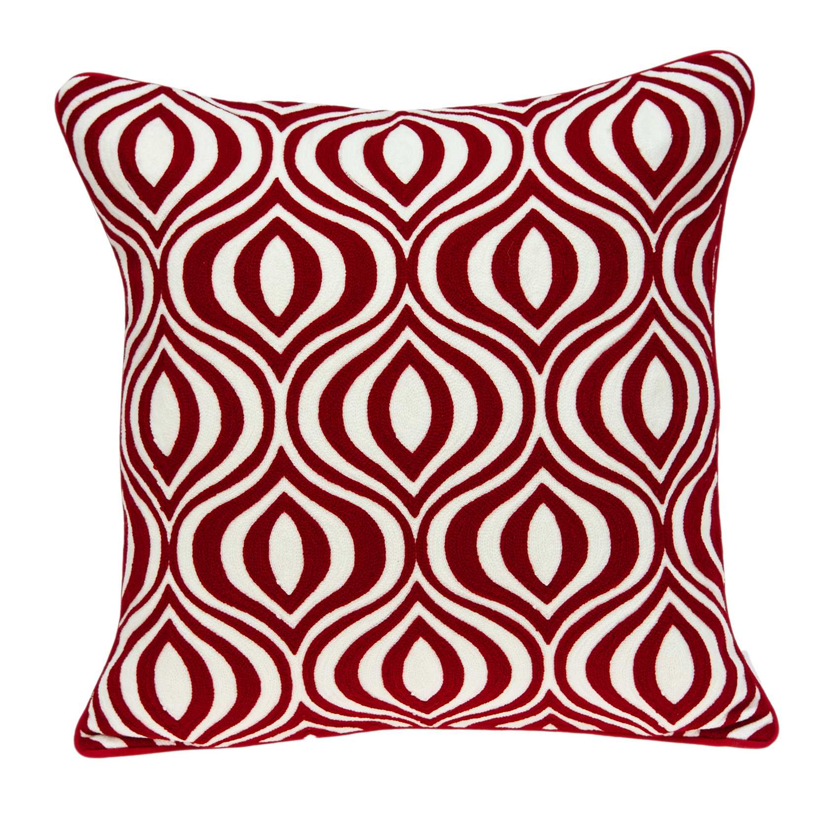 20" x 7" x 20" Transitional Red and White Pillow Cover With Poly Insert