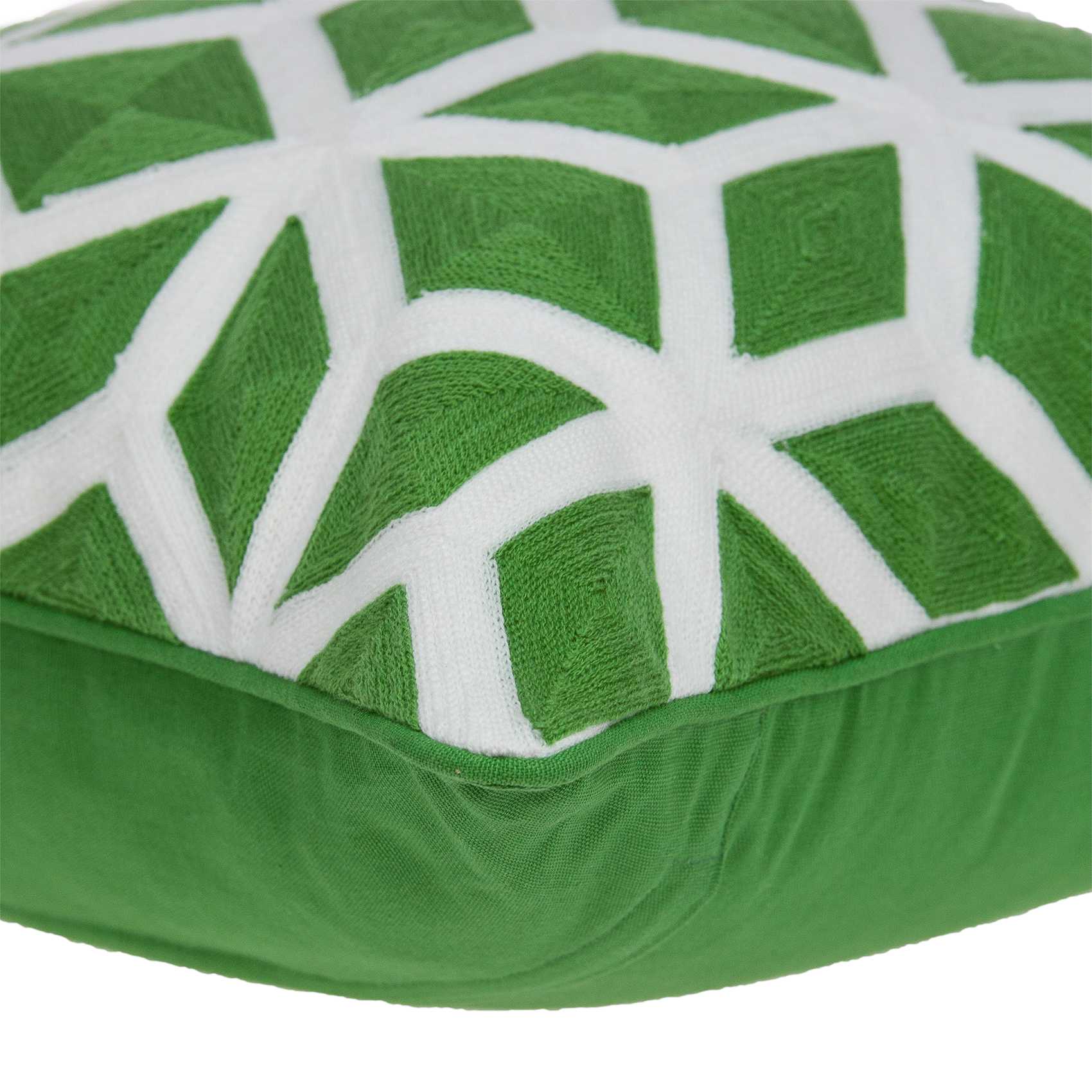 20" x 7" x 20" Transitional Green and White Pillow Cover With Poly Insert