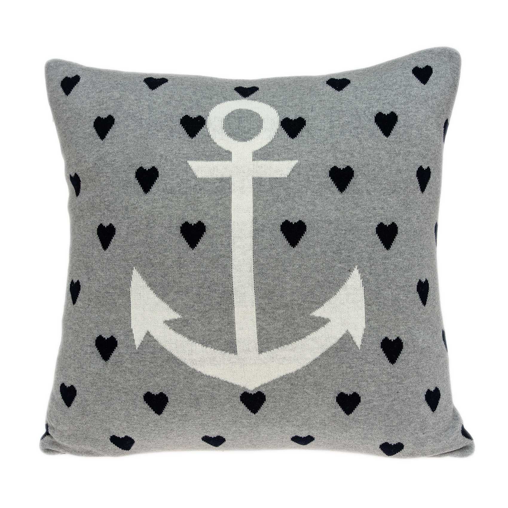 18" x 5" x 18" Nautical Blue Pillow Cover With Down Insert