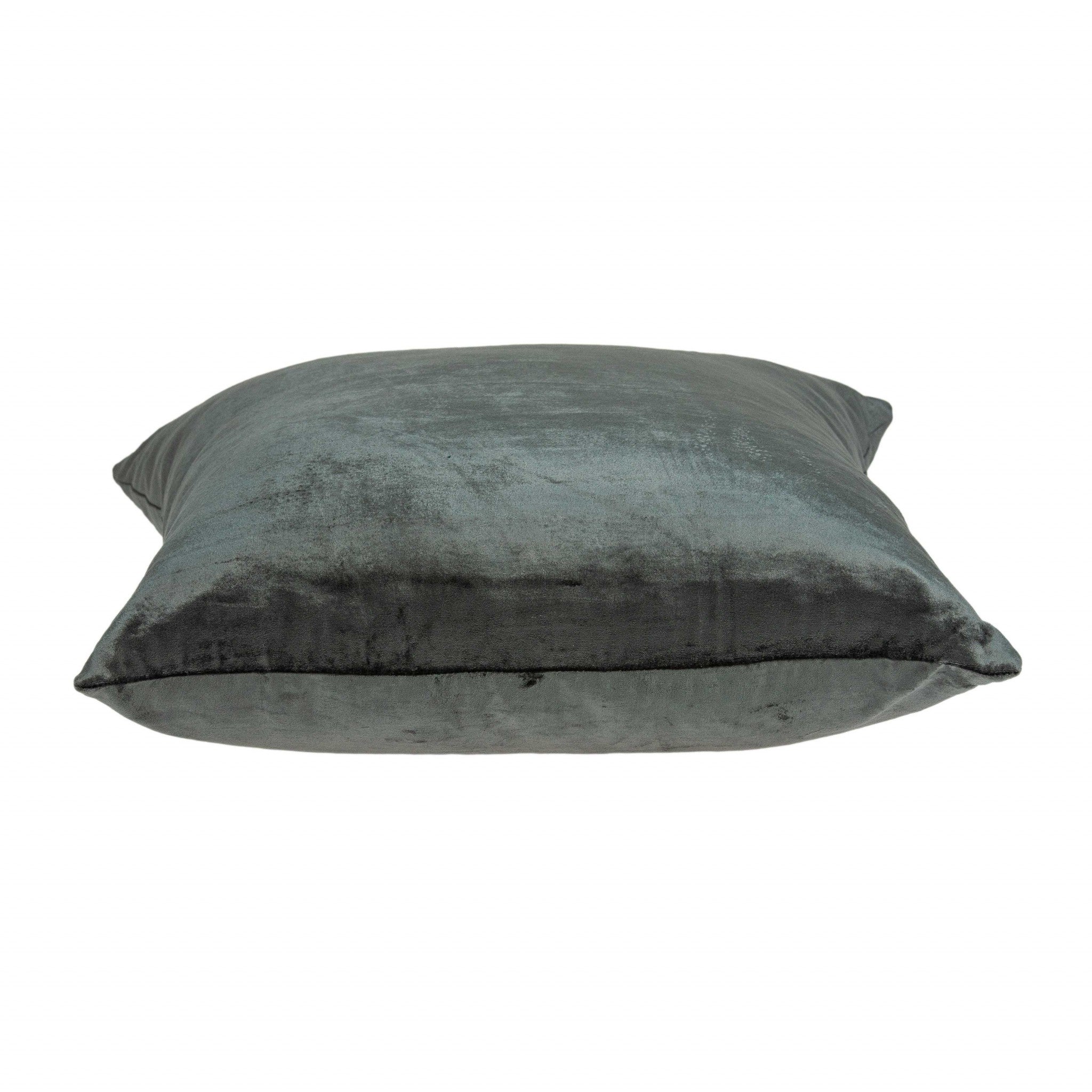 22" x 7" x 22" Transitional Charcoal Solid Pillow Cover With Down Insert