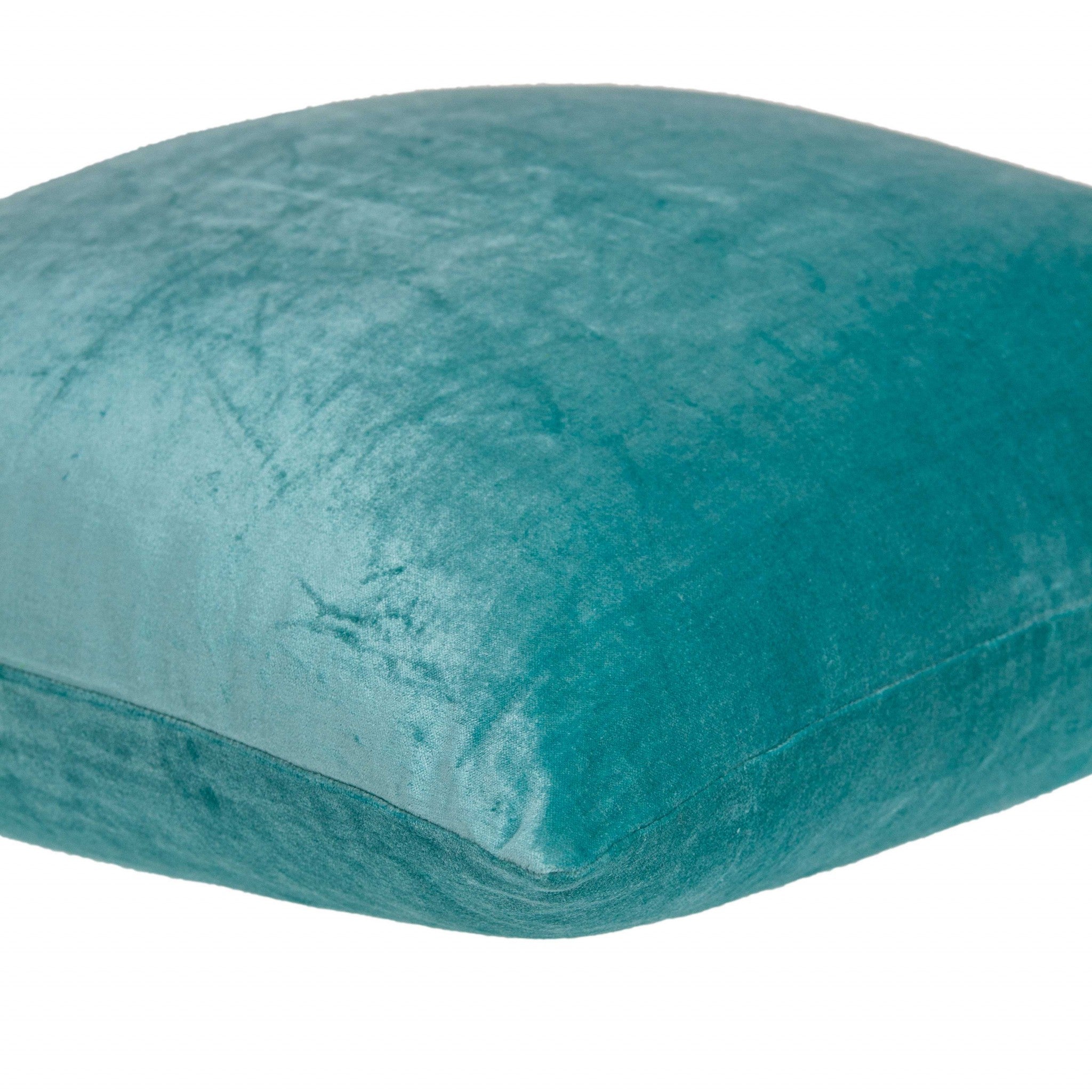 22" x 7" x 22" Transitional Aqua Solid Pillow Cover With Down Insert