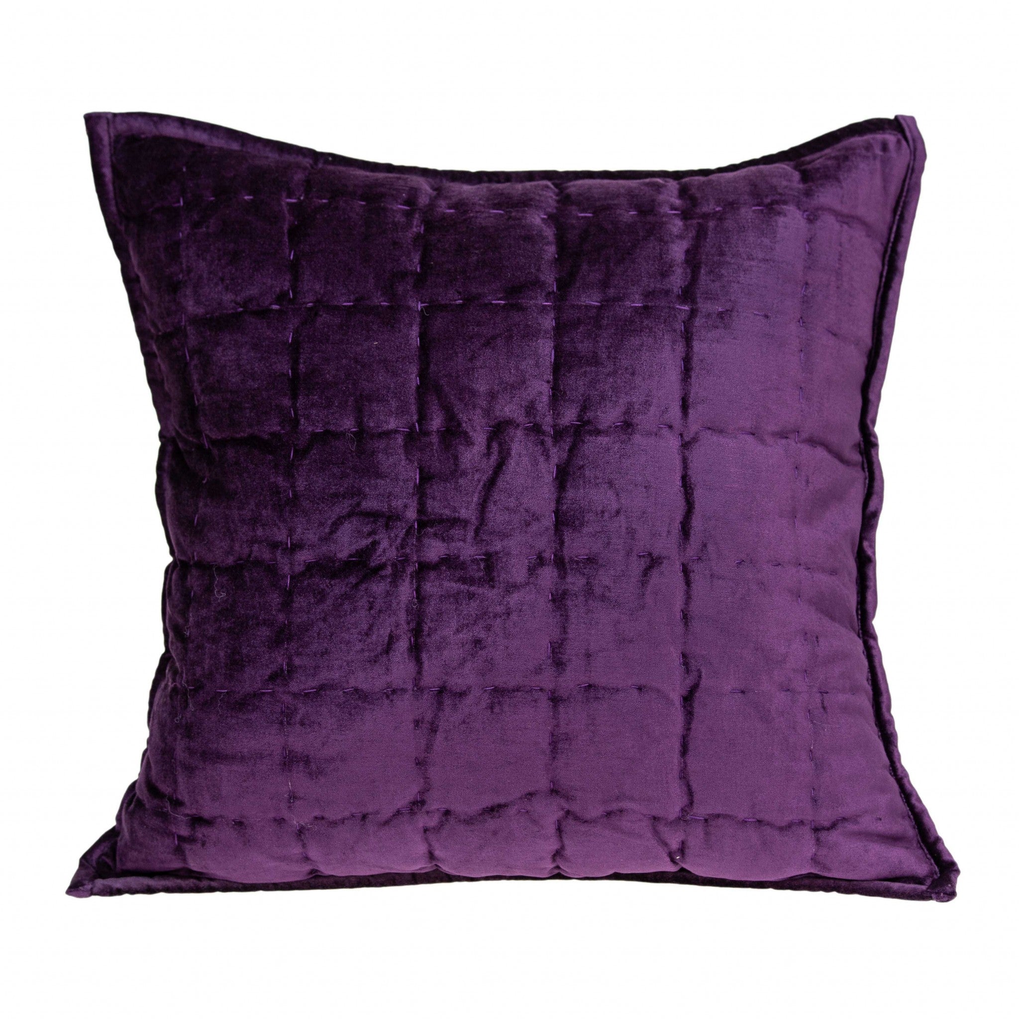 20" x 7" x 20" Transitional Purple Solid Quilted Pillow Cover With Down Insert