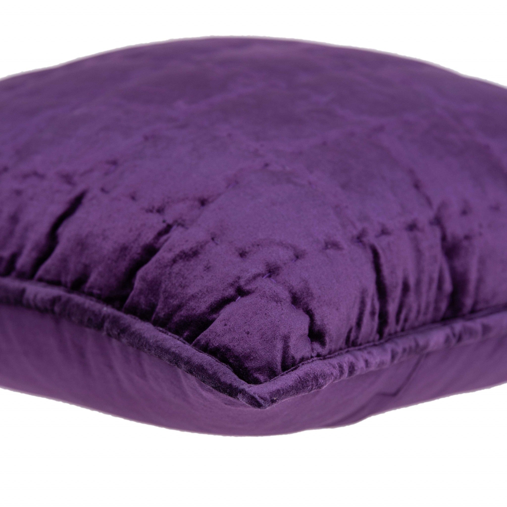 20" x 7" x 20" Transitional Purple Solid Quilted Pillow Cover With Down Insert