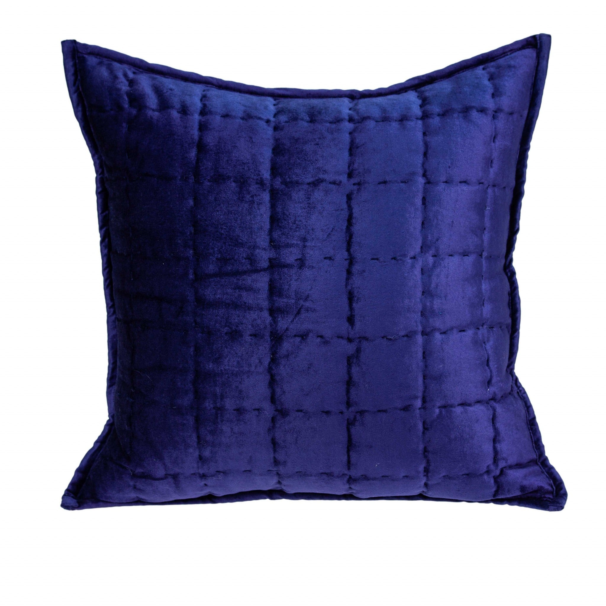 20" x 7" x 20" Royal Blue Solid Quilted Pillow Cover With Down Insert