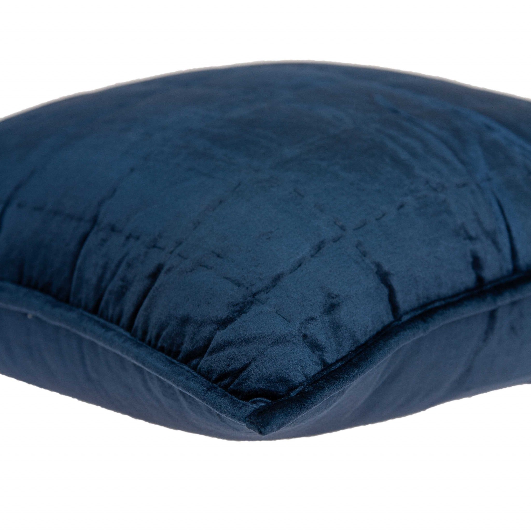 20" x 7" x 20" Navy Blue Solid Quilted Pillow Cover With Down Insert