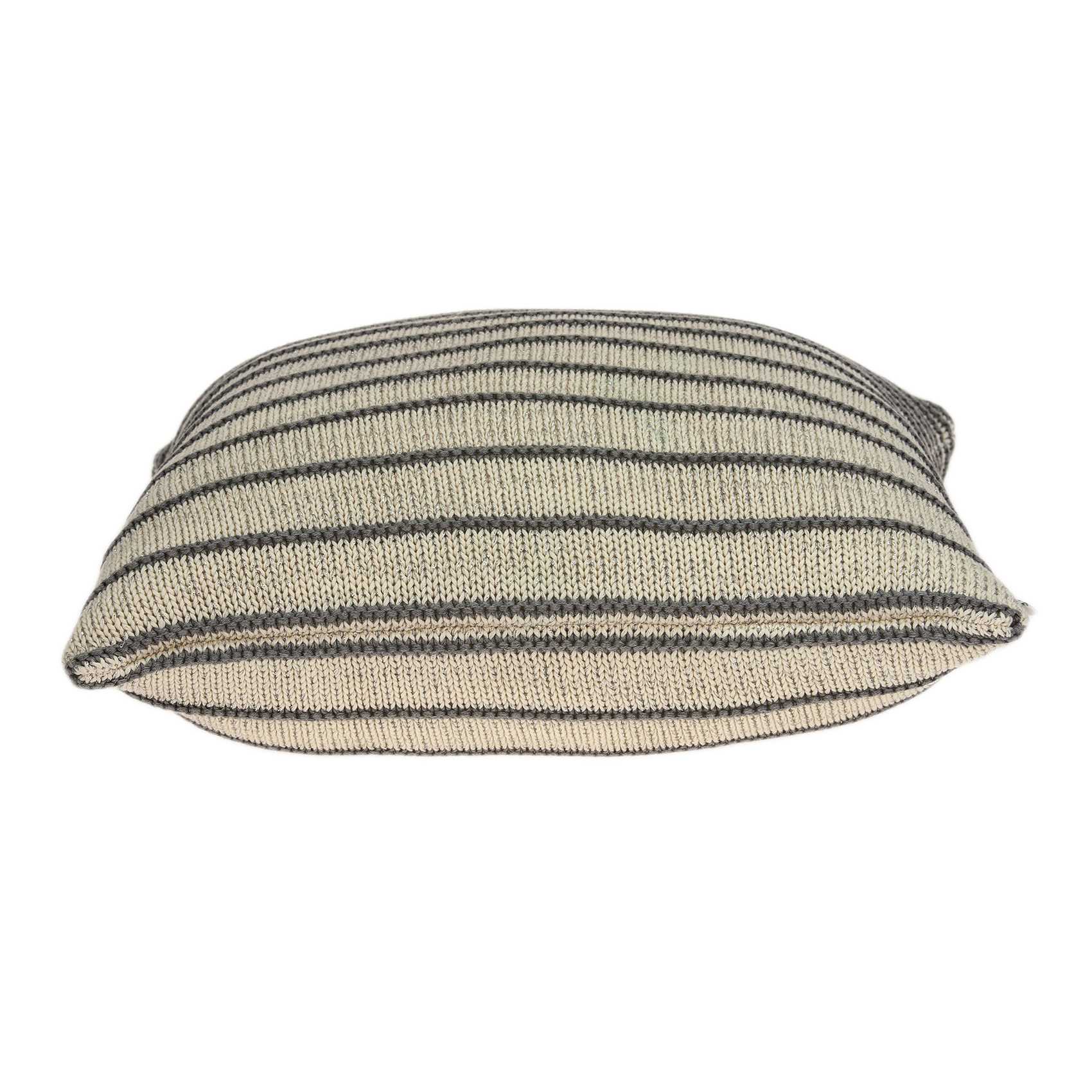 20" x 7" x 20" Transitional Striped Tan Pillow Cover With Down Insert