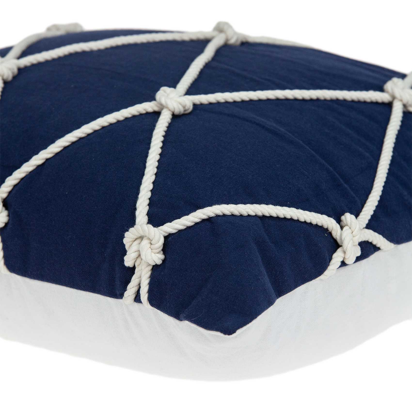 20" x 7" x 20" Nautical Blue Pillow Cover With Down Insert