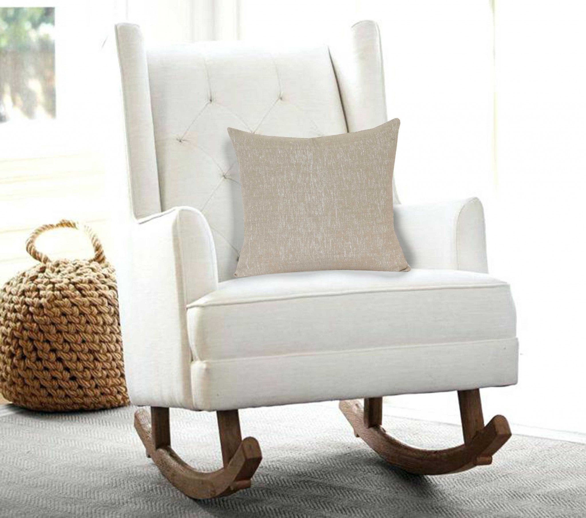 20" x 7" x 20" Elegant Tan Pillow Cover With Down Insert