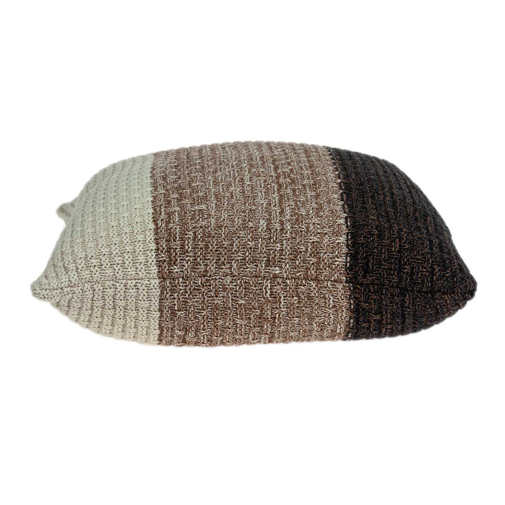 20" x 7" x 20" Transitional Brown And Cream Pillow Cover With Down Insert