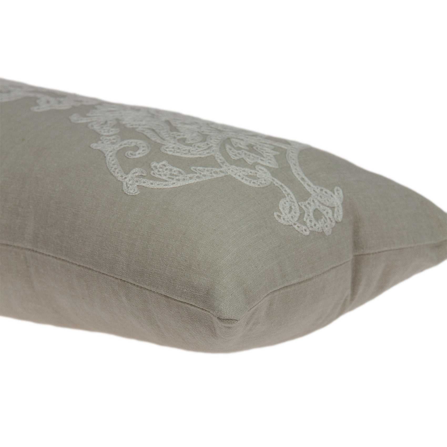 28" x 6" x 12" Transitional Beige Pillow With Down Insert