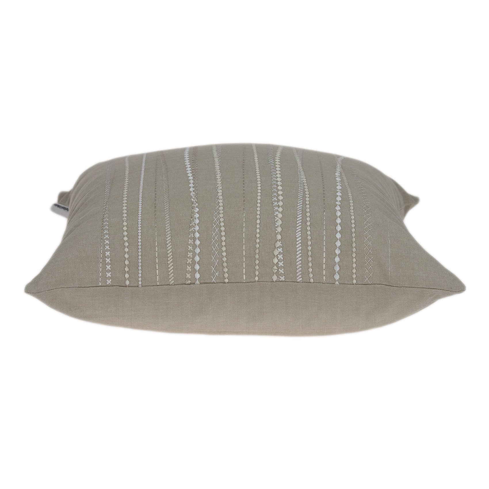 20" x 7" x 20" Cool Transitional Beige Pillow Cover With Down Insert